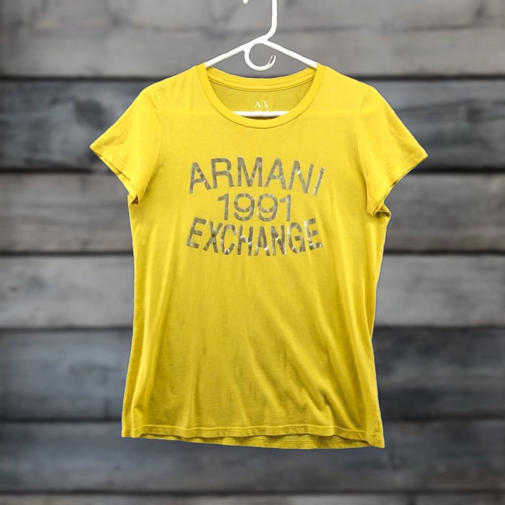 Armani Exchange VINTAGE Armani Exchange Retro Yellow Graphic T Shirt Womens Small S Short Sleeve 90s Size S / US 4 / IT 40 - 1 Thumbnail