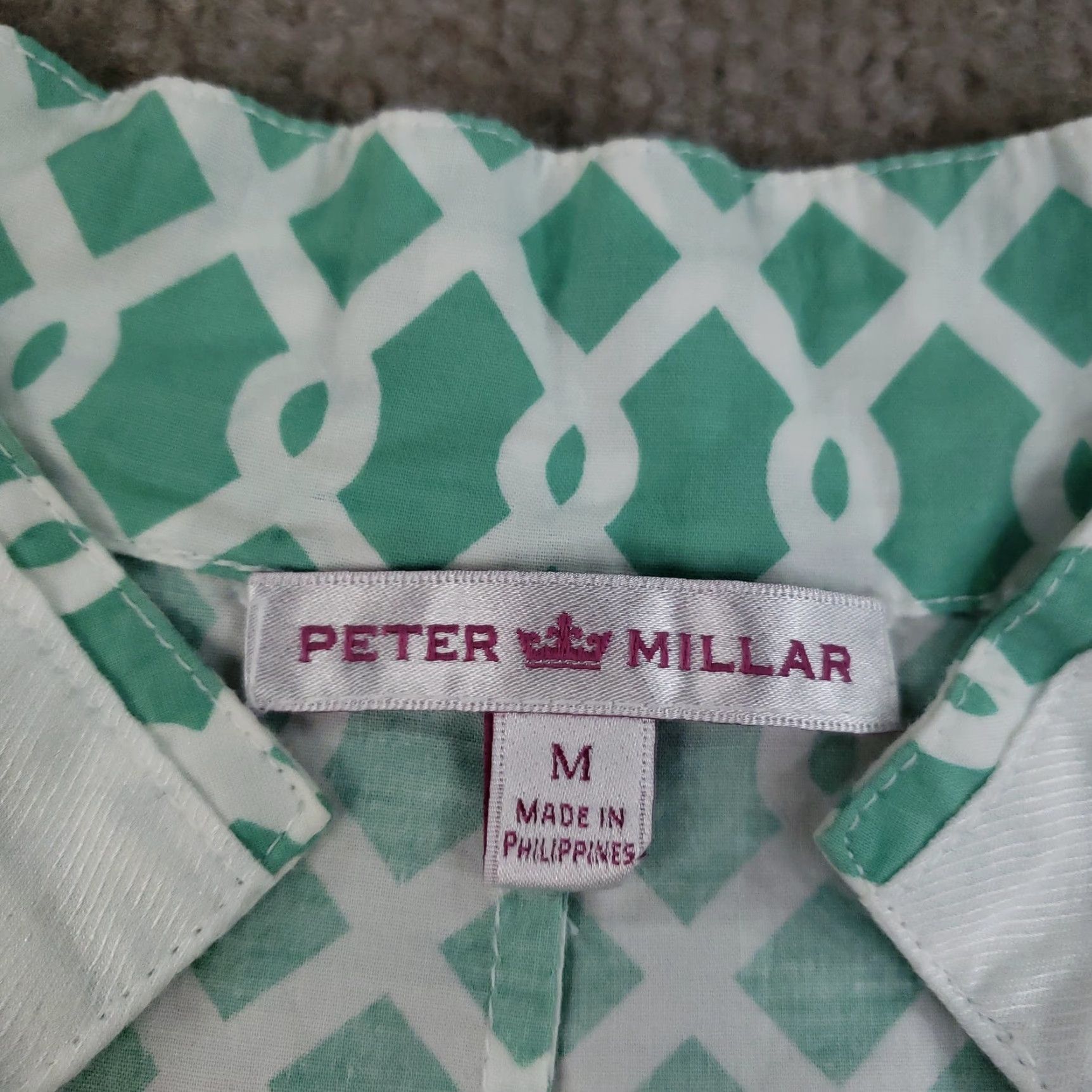 Peter Millar Peter Millar Shirt Womens Medium Green Geometric Print 3/4 Sleeve Top Golf Size M / US 6-8 / IT 42-44 - 5 Thumbnail