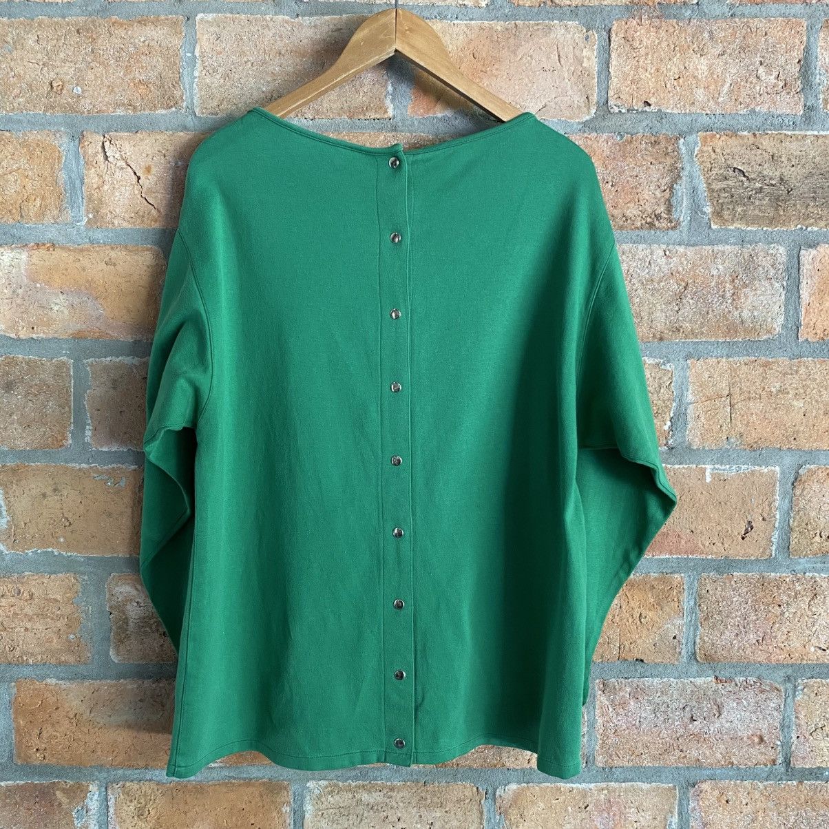 Dior Christian Dior Green Long Sleeve Back-Snap Top with Logo Size M / US 6-8 / IT 42-44 - 2 Thumbnail