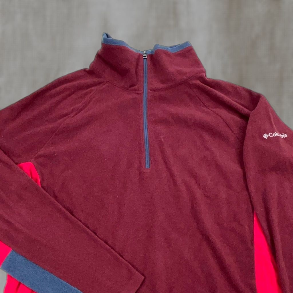 Pinko Columbia Sweater Women XL Maroon Pink Pullover 1/4 Zip Fleece Jacket Raglan Sleeve Mock Neck Size XL / US 12-14 / IT 48-50 - 1 Thumbnail