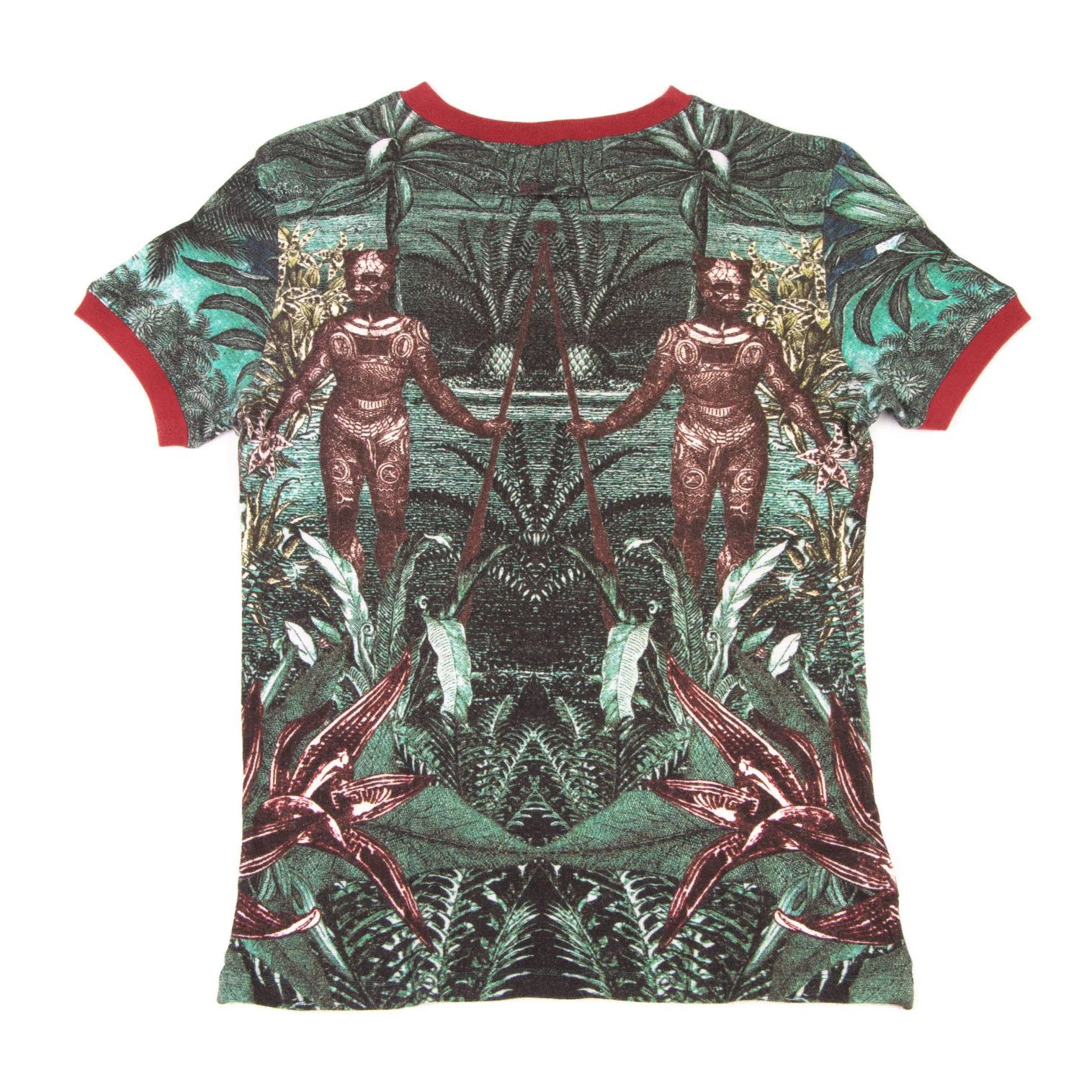 Jean Paul Gaultier Native Print V-Neck T-Shirt in Red, Green, and White Size US M / EU 48-50 / 2 - 7 Thumbnail