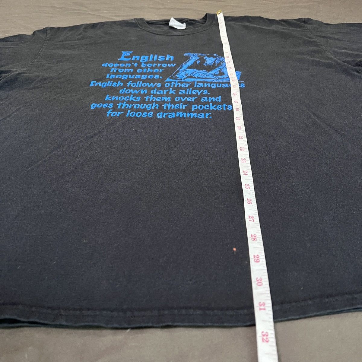 Vintage Vtg. English doesn't borrow from other languages Tee Faded Size US XXL / EU 58 / 5 - 9 Thumbnail