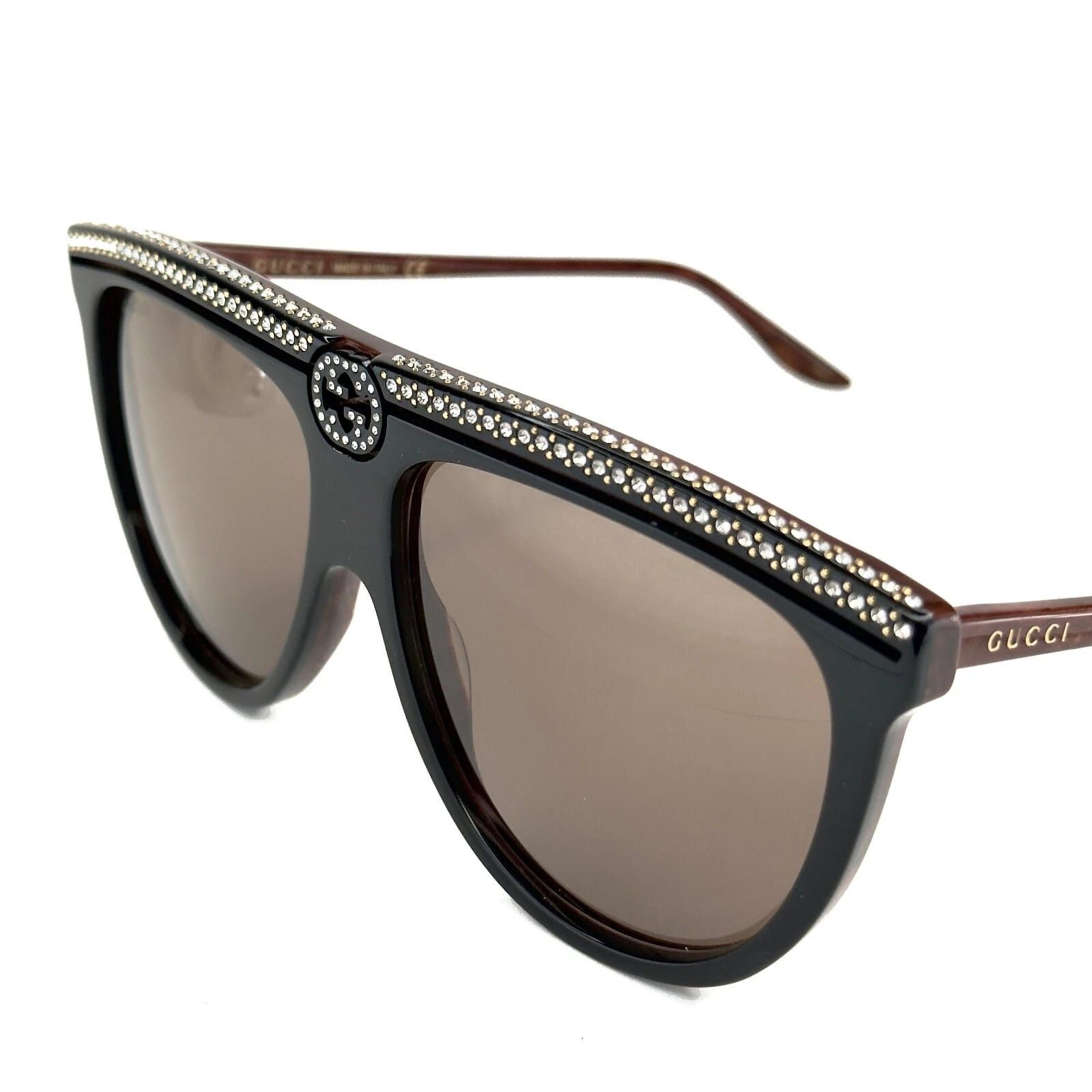 Gucci GUCCI GG0732S Black Brown Oversized Pilot Sunglass 0732 005 Size ONE SIZE - 10 Thumbnail