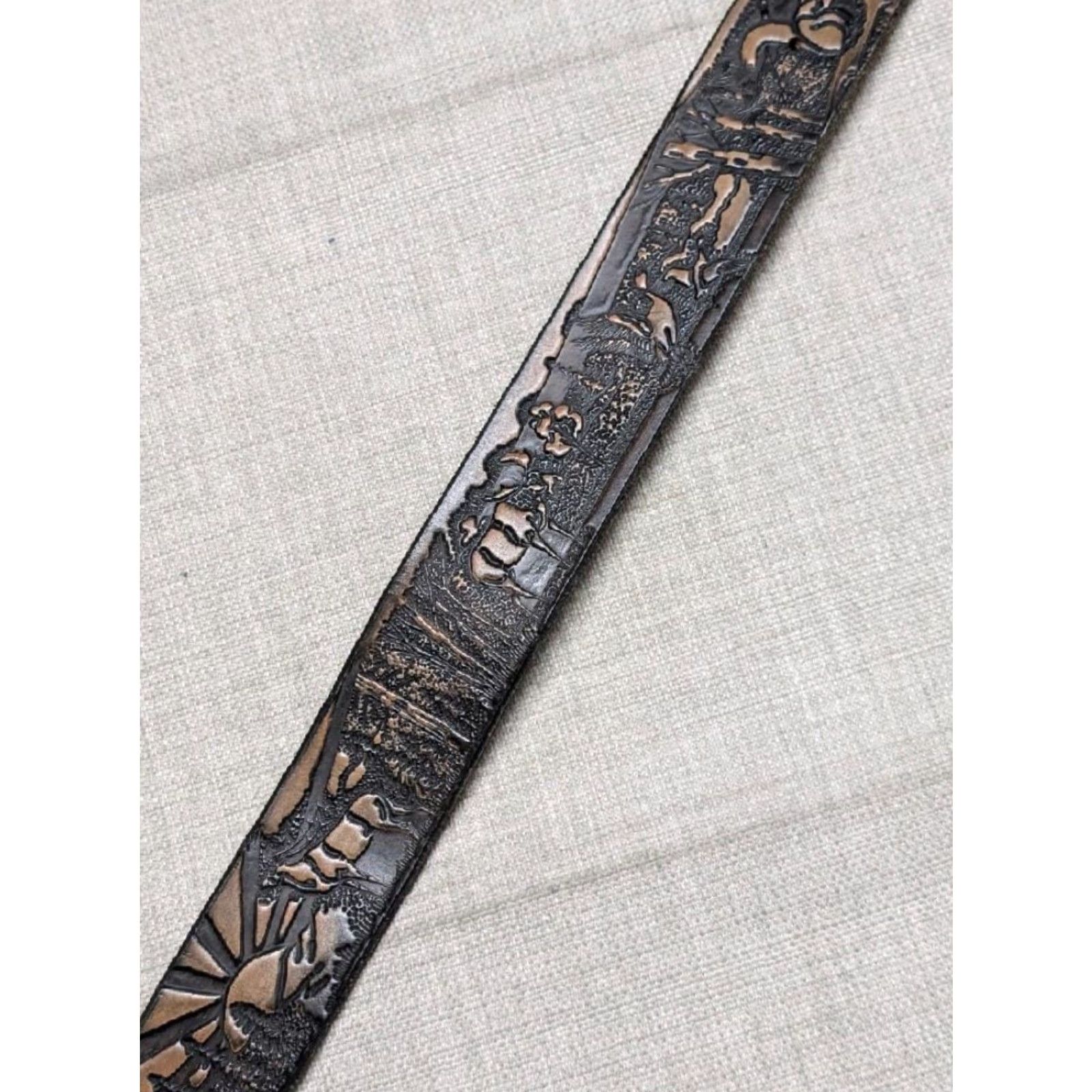 Vintage VINTAGE handcrafted WESTERN belt Tooled 34 animals WILDLIFE Brown leather belt 34 Men Leather Full Grain 1-3/4" width Western Belt Mens Size 34 - 4 Thumbnail