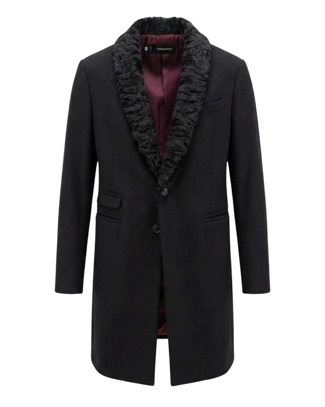 Dsquared2 KARAKUL FUR COLLAR WOOL COAT Size US M / EU 48-50 / 2 - 1 Thumbnail