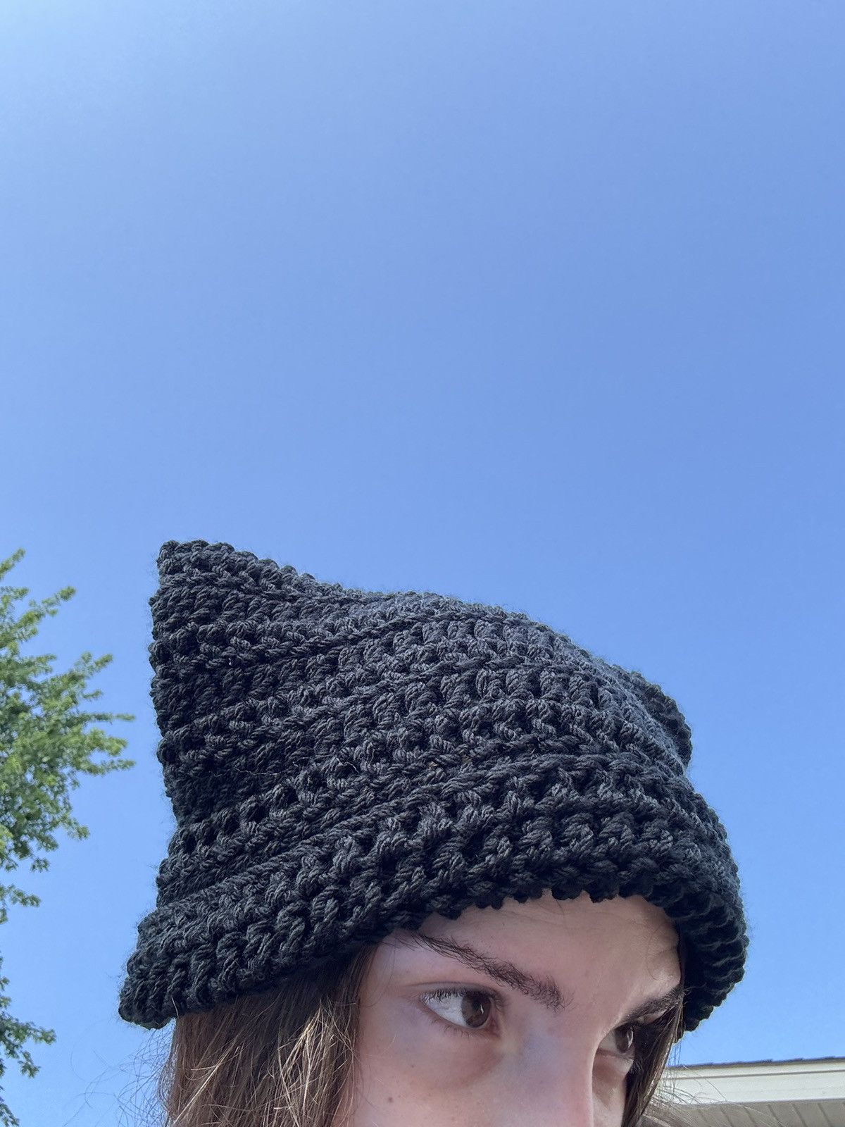 Handmade Crochet Cat Beanie - Solid Black Size ONE SIZE - 6 Thumbnail