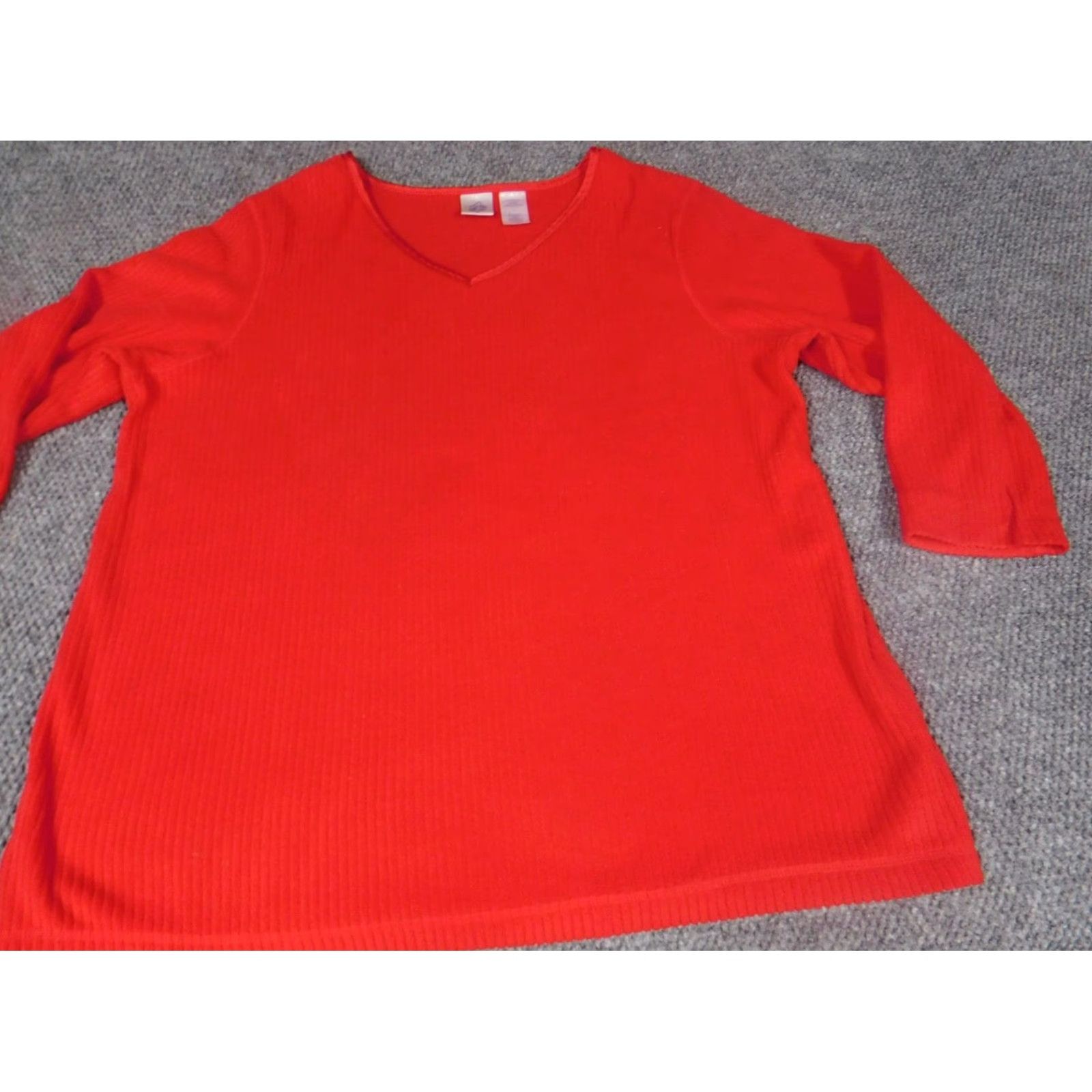 Vintage Just My Size Sweater 20W Womens Dolman Sleeve V-Neck Pullover Red Knit Size 3XL / US 20-22 - 3 Thumbnail