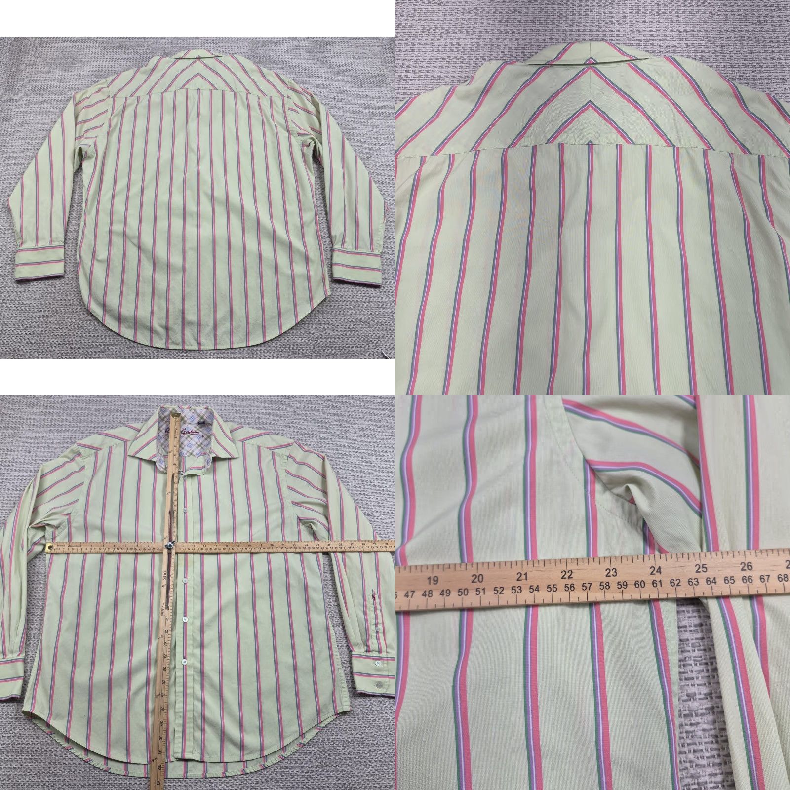 Robert Graham Robert Graham Shirt Mens 2XL Button Up Green Pink Stripe Long Sleeve Casual Shirt Size US XXL / EU 58 / 5 - 8 Thumbnail