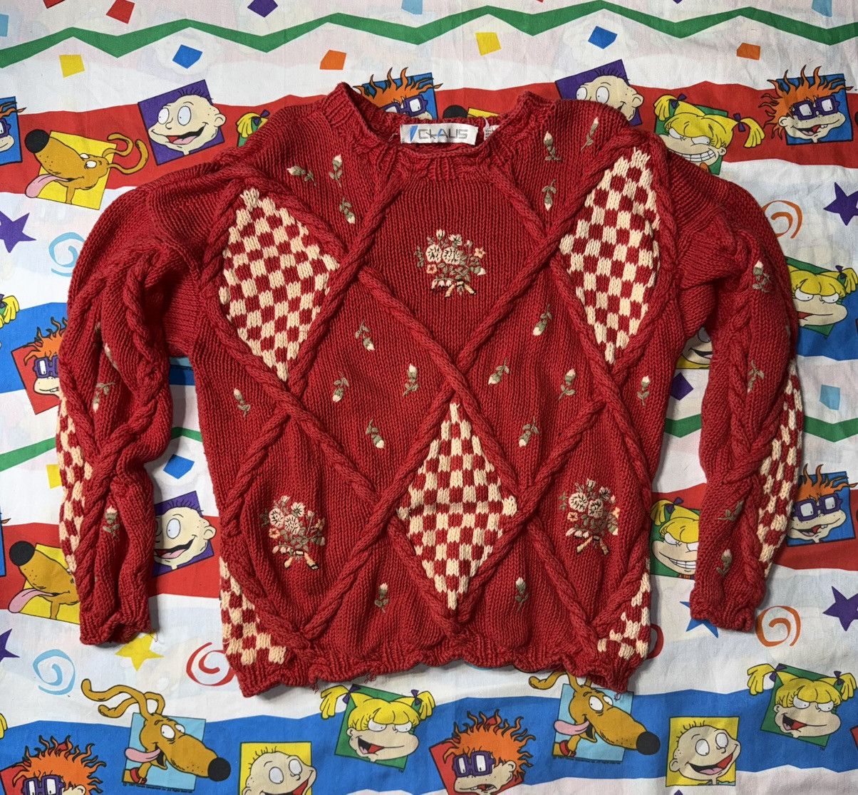 Other Vintage Knitwear Woven Floral Embroidered Heavy Sweater Size L / US 10 / IT 46 - 1 Thumbnail