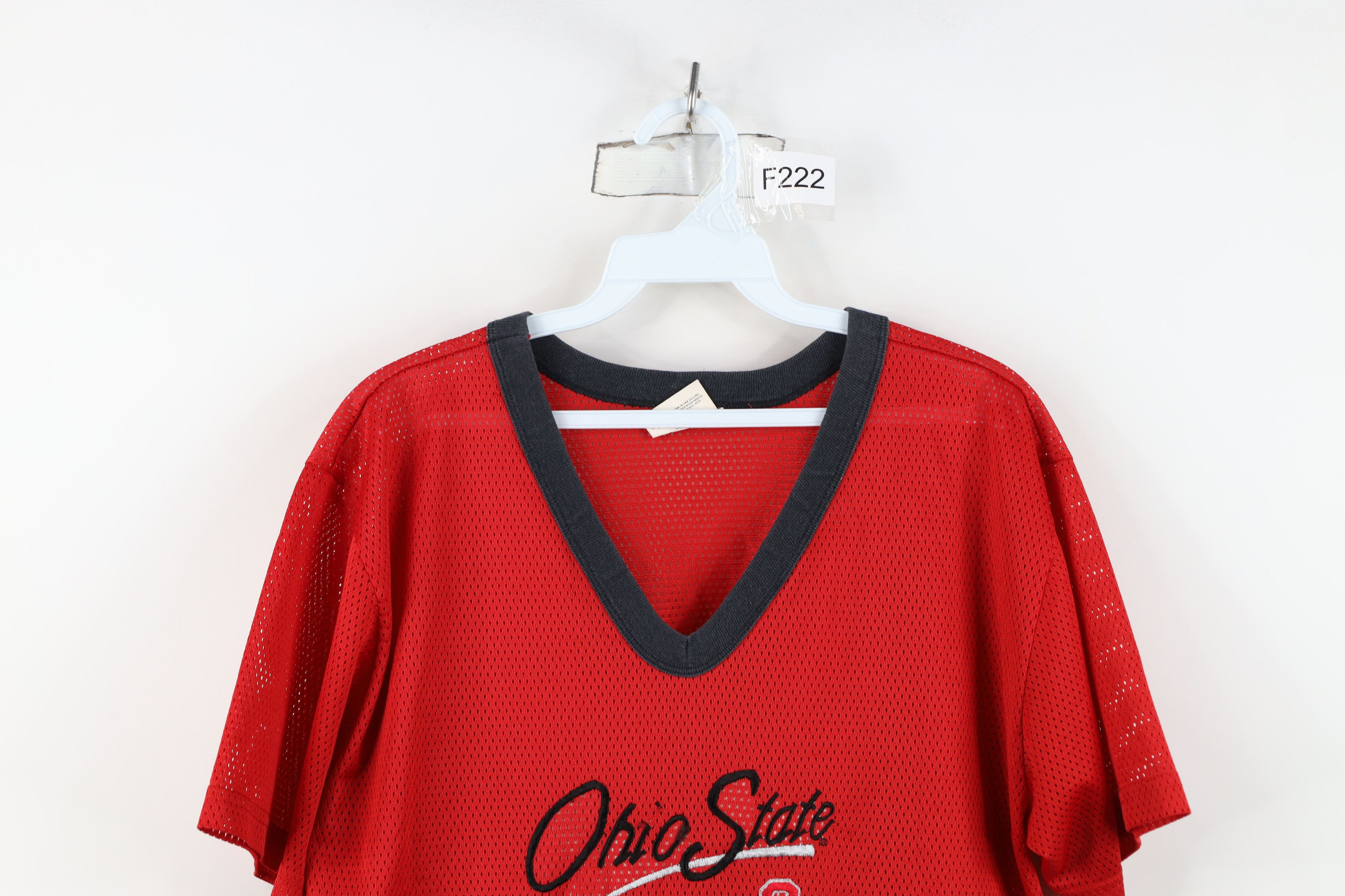 Vintage Vintage 90s Ohio State University Mesh Jersey T-Shirt Red Size US L / EU 52-54 / 3 - 2 Thumbnail