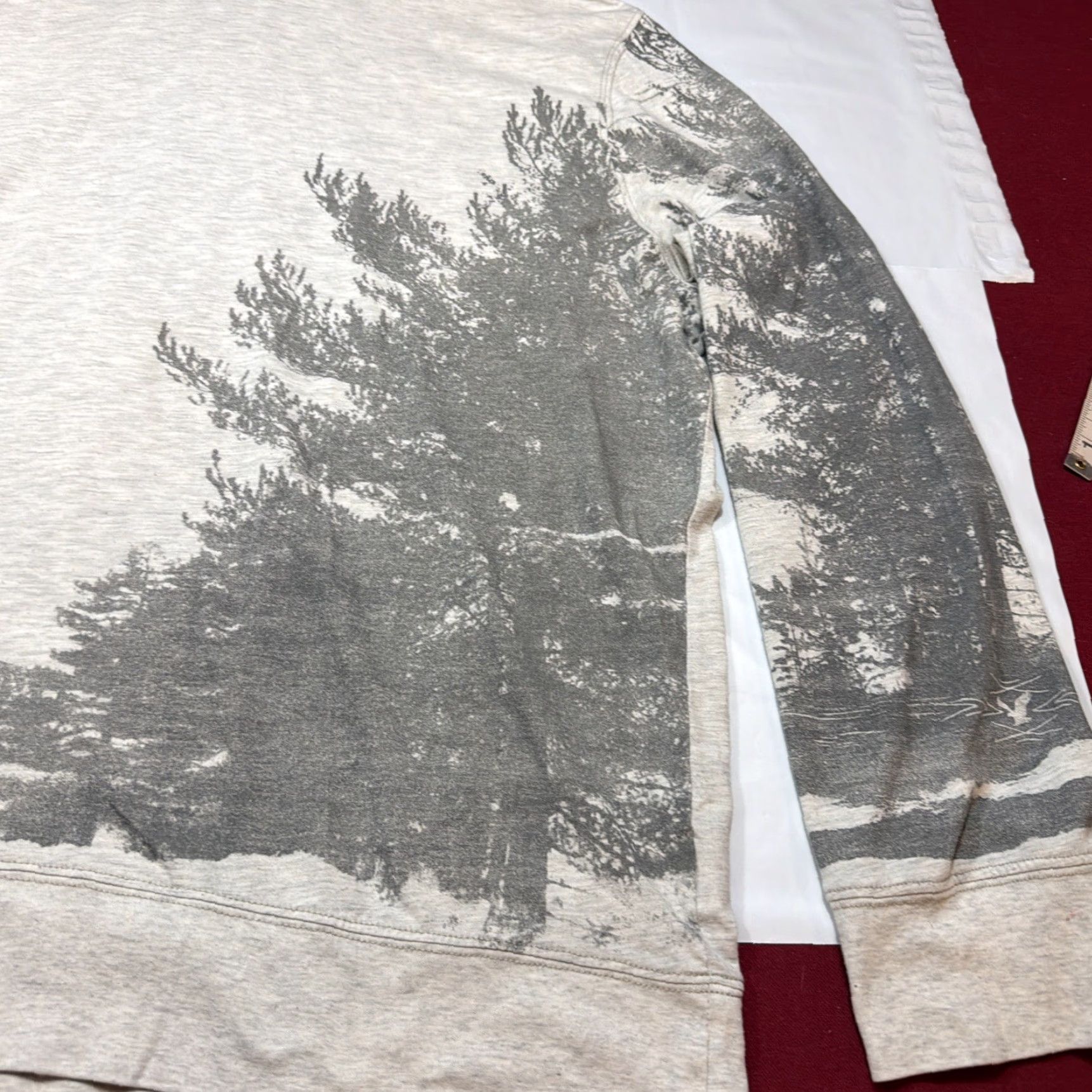 American Eagle Outfitters American Eagle XL Men Hoodie Pullover Gray Forest Print Trees Size US XL / EU 56 / 4 - 3 Thumbnail