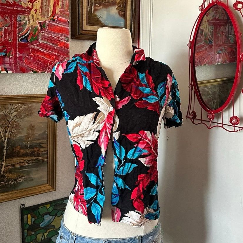 Other topson downs black red white floral blouse shirt Size L / US 10 / IT 46 - 1 Thumbnail