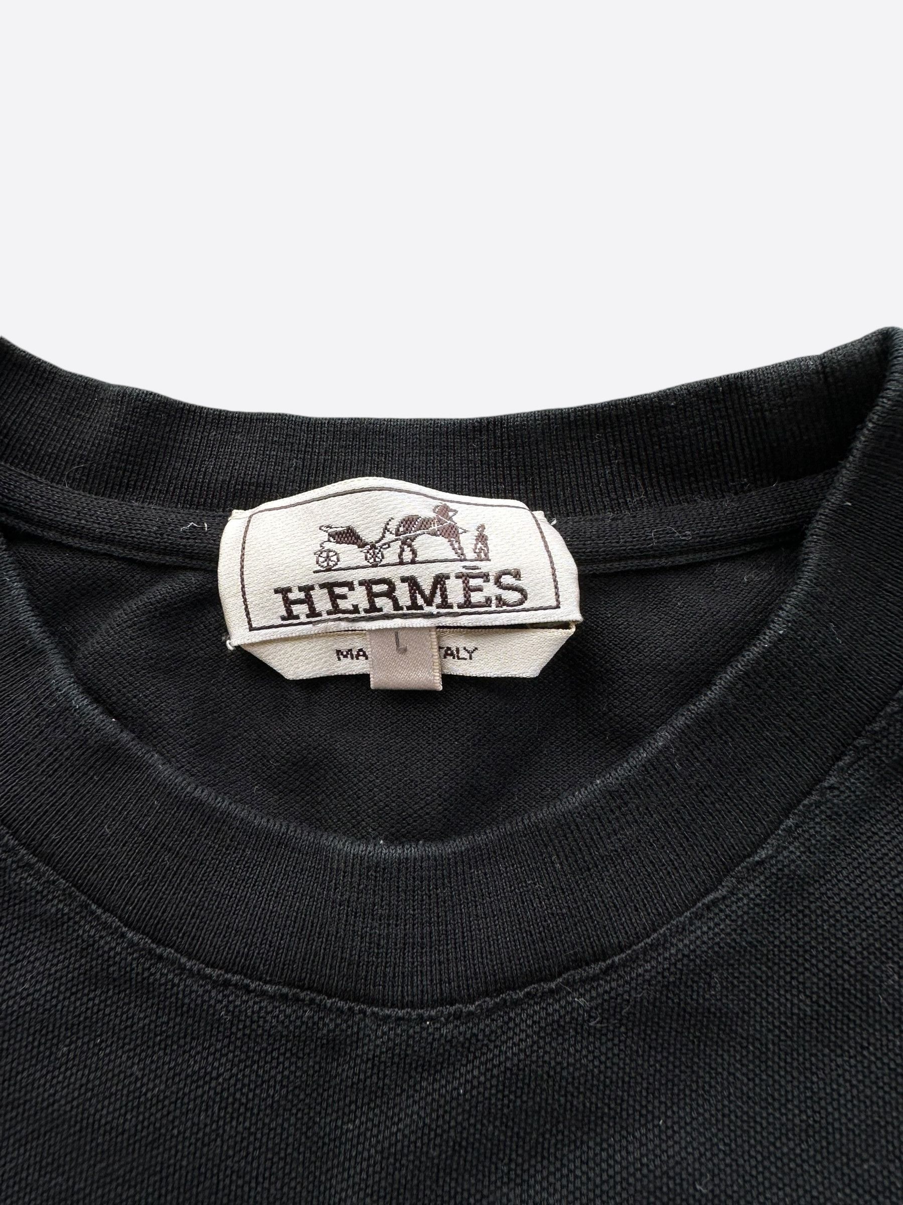 Hermes Hermes Black Embroidered Logo Pocket T-Shirt Size US L / EU 52-54 / 3 - 4 Thumbnail