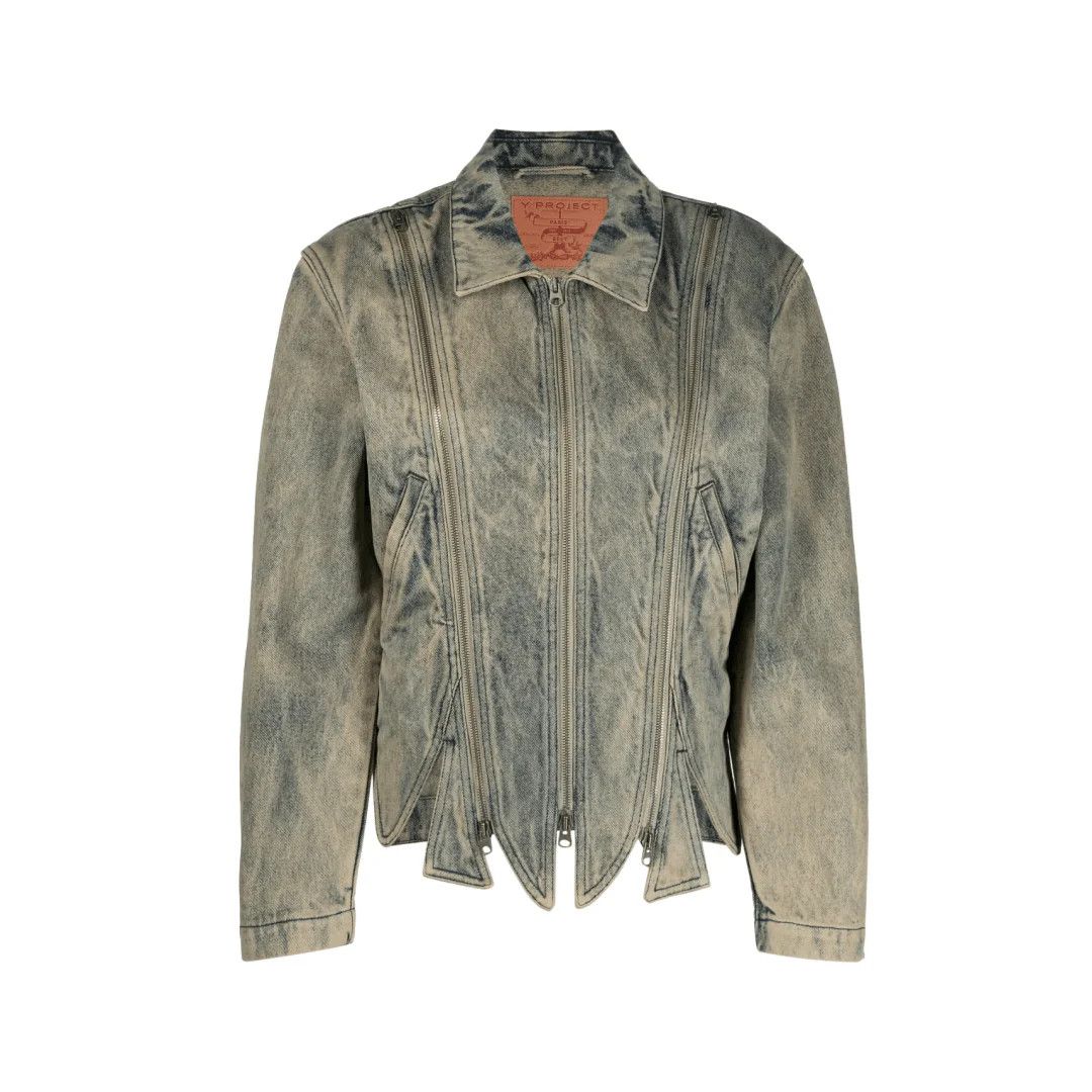 Y/Project o1mle0524 Tudor Zip Denim Jacket in Light Blue Size S / US 4 / IT 40 - 1 Thumbnail