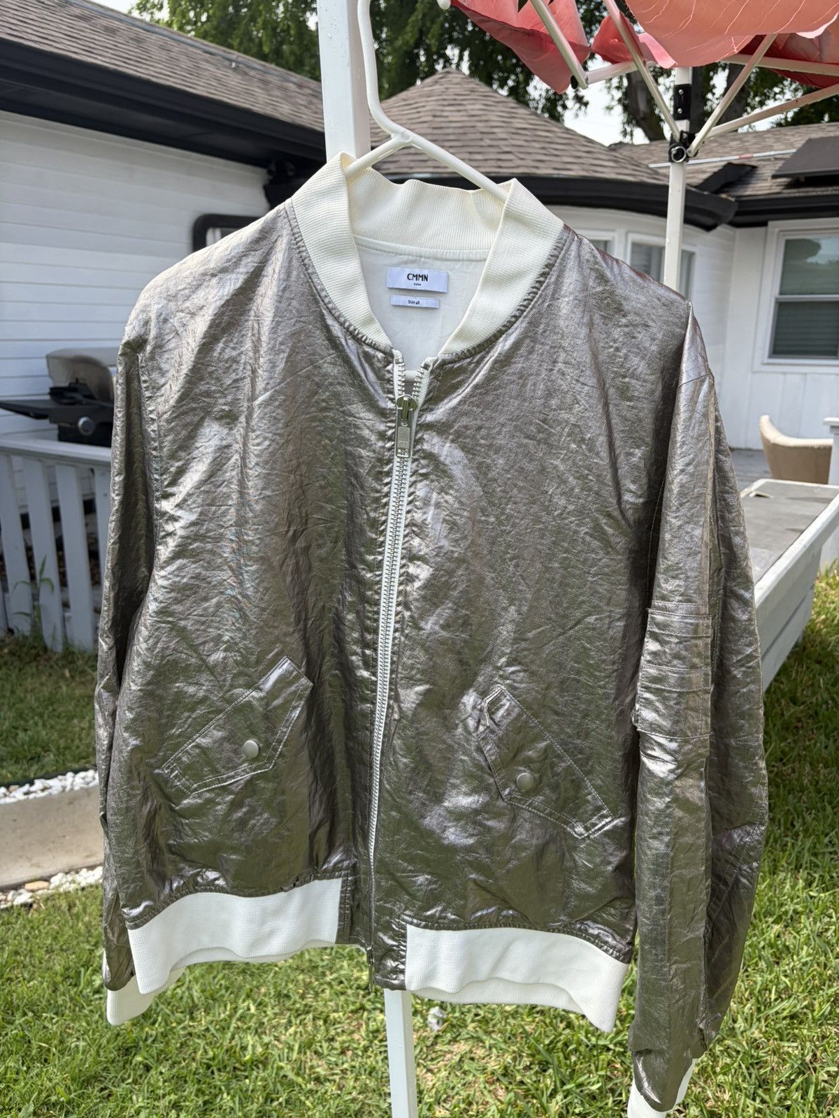 CMMN SWDN Silver Metallic Bomber Jacket Size US M / EU 48-50 / 2 - 1 Thumbnail