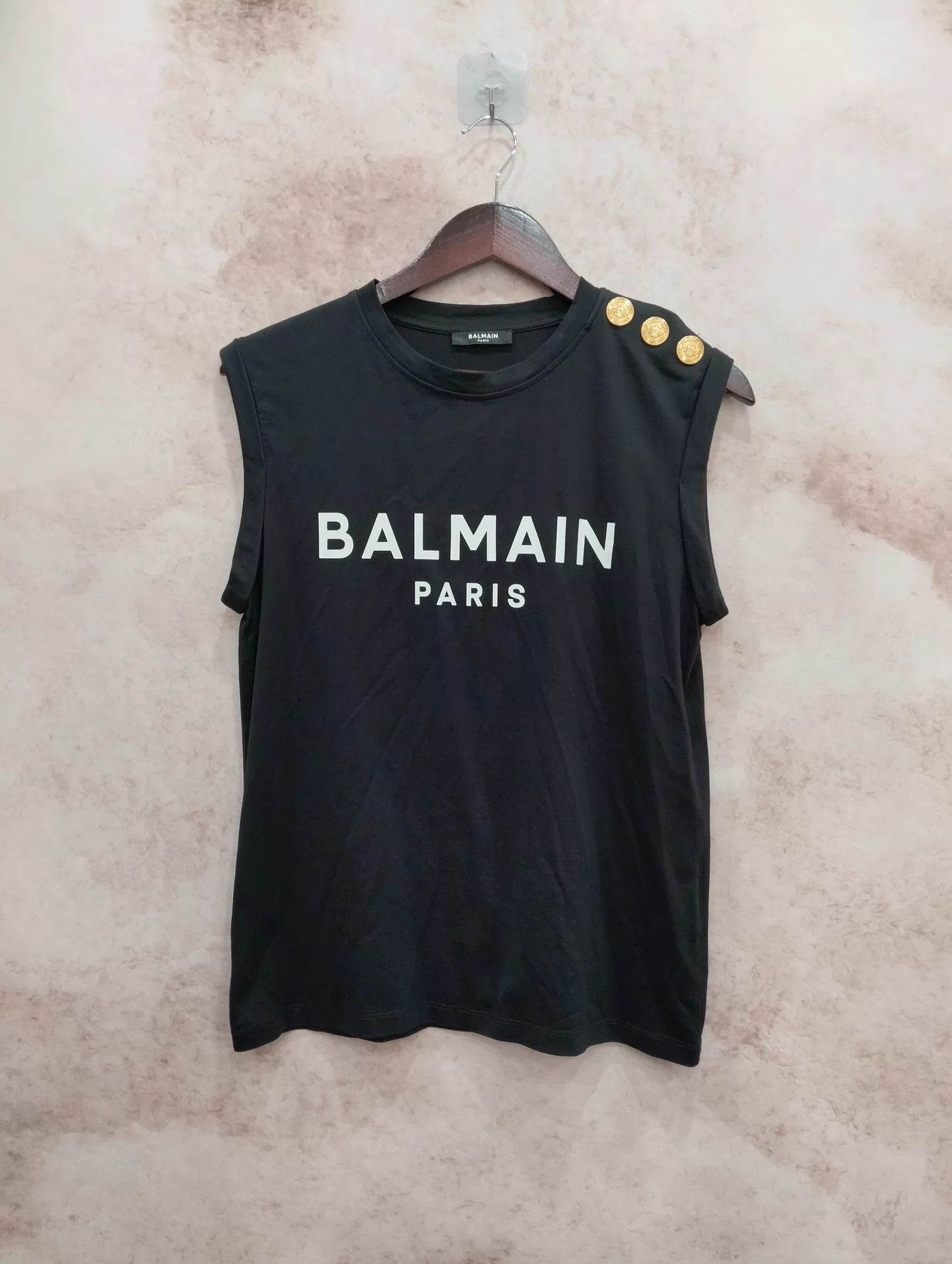 Balmain Balmain Black Gold Button Logo Short Sleeve Vest XS 95 New Size XS / US 0-2 / IT 36-38 - 1 Thumbnail