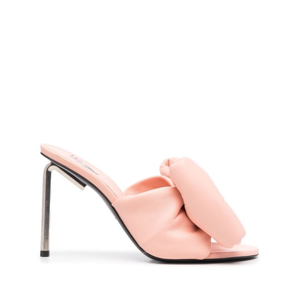 Off-White o1gr1nt1124 Nappa Bow High Allen Mules in Pointed Pink Size US 5 / IT 35 - 1 Thumbnail