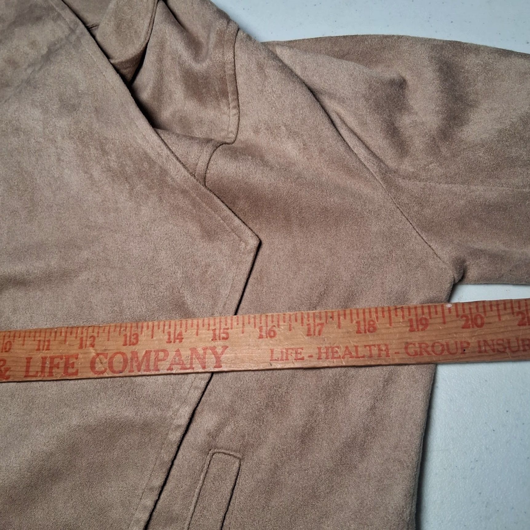 Vintage Mystree Blazer Women M Beige Open Front Boho Office Faux Suede Cropped Bolero Long Sleeve Open Front 90s Bohemian Size M / US 6-8 / IT 42-44 - 7 Thumbnail