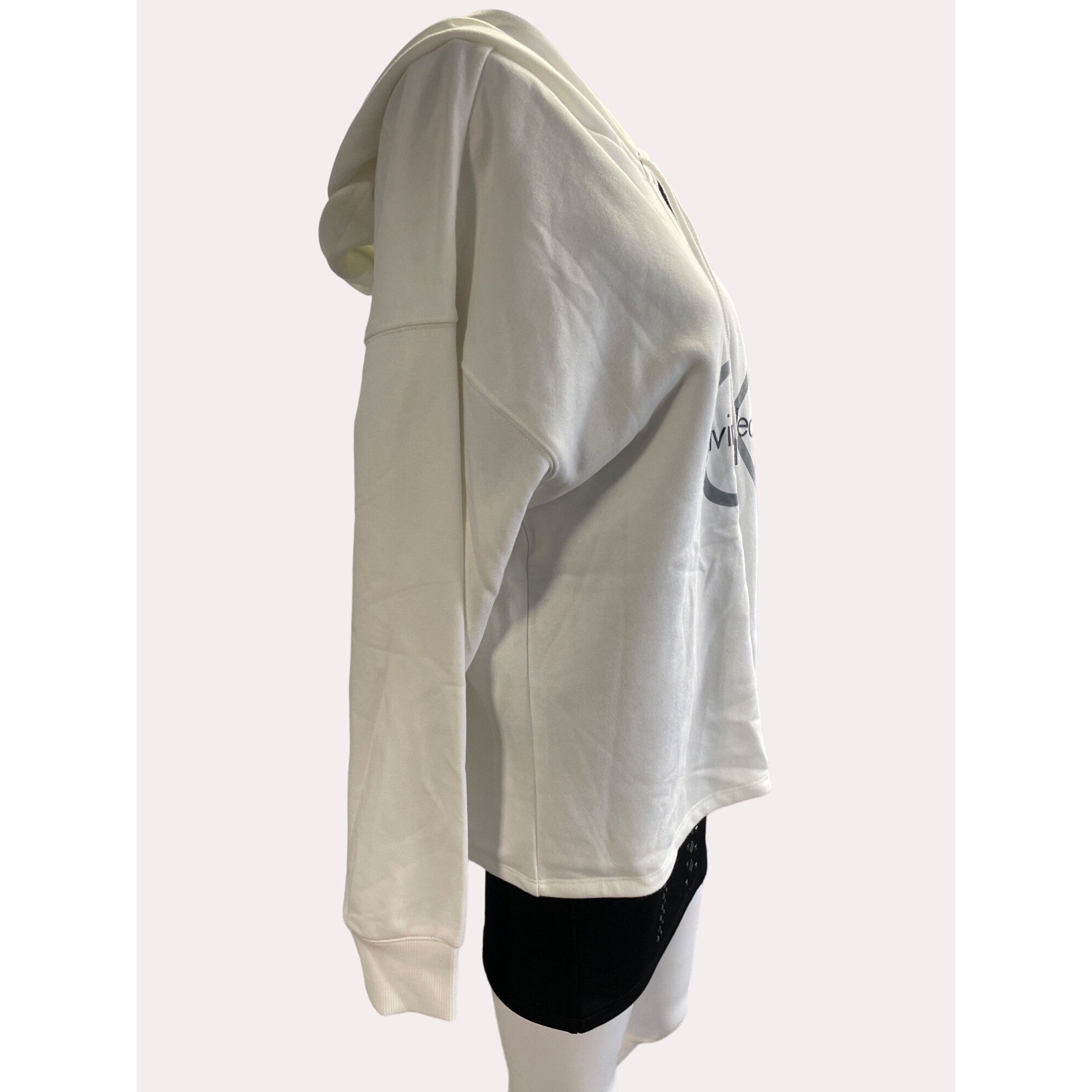 Calvin Klein Calvin Klein Women's White Hooded Sweatshirt Straght Cut Siz Size L / US 10 / IT 46 - 3 Thumbnail