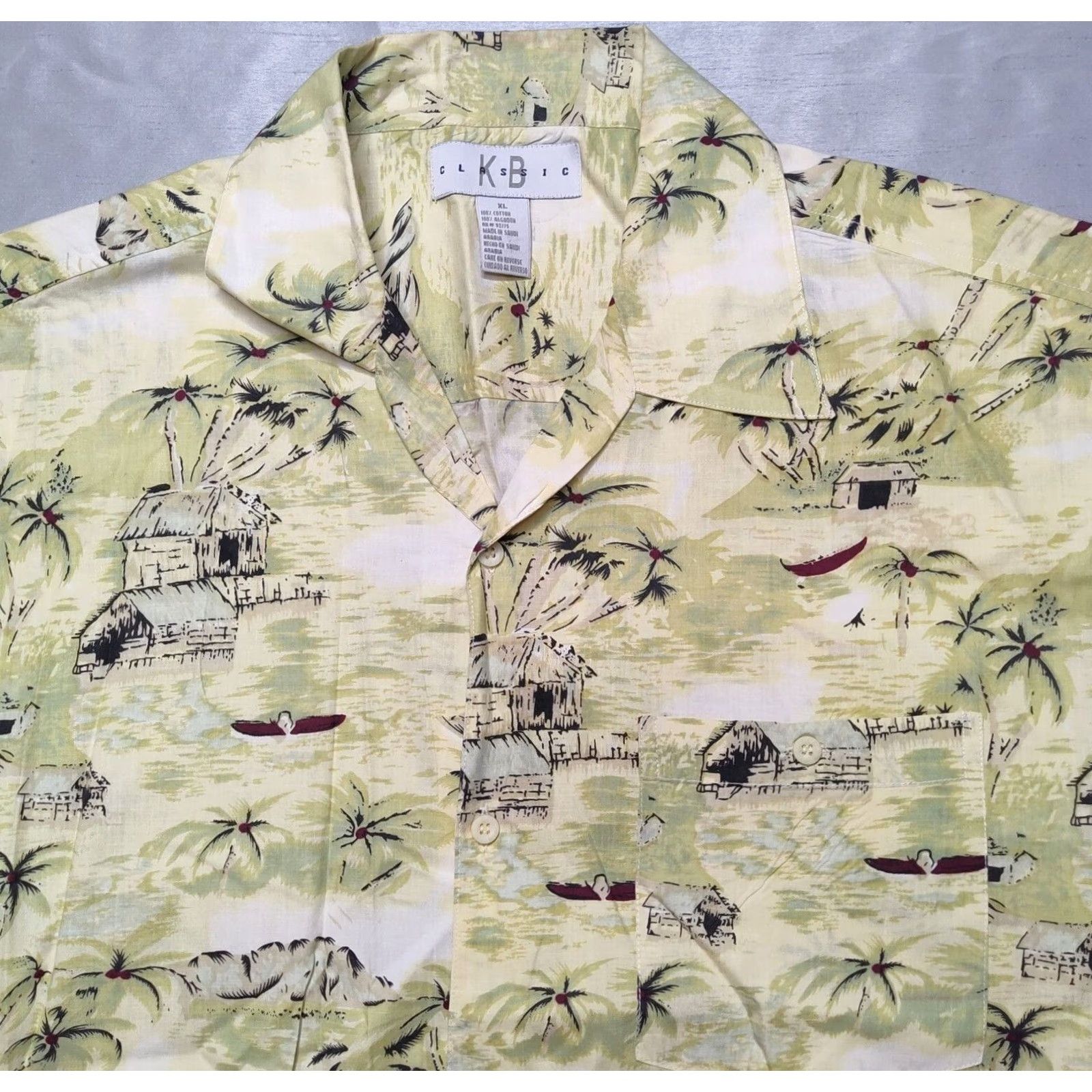 Vintage VINTAGE KB Classics Men XL Yellow Allover Print Cotton Hawaiian Camp Shirt Size US XL / EU 56 / 4 - 3 Thumbnail