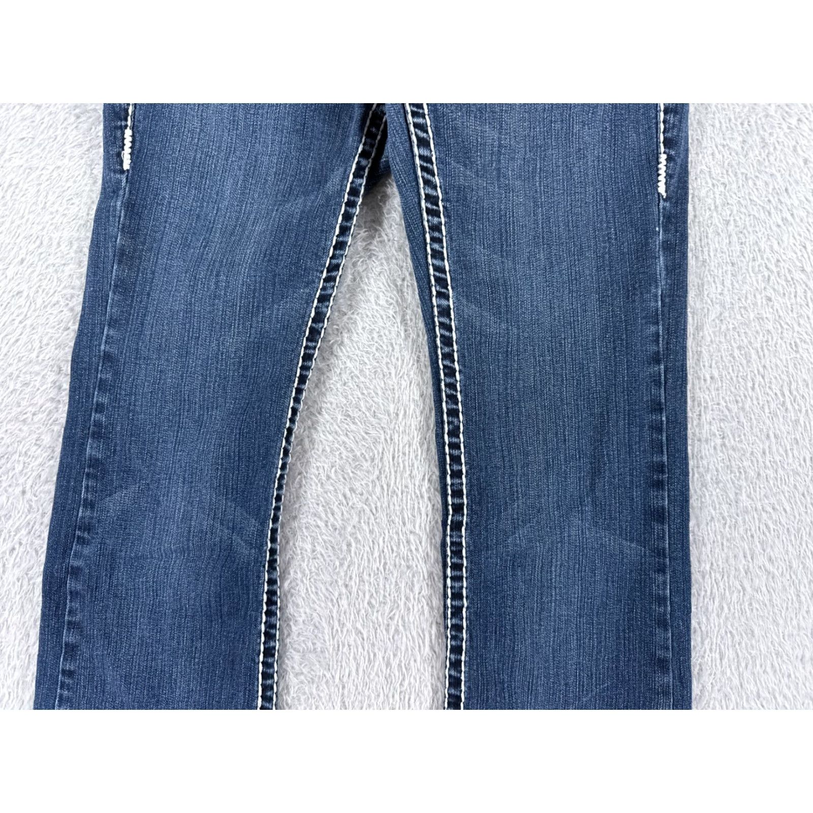 Denime LA Idol Jeans Women Bootcut Denim Blue 3 Low Rise Embroidered 26x27 Cotton 5-Pocket Stretch Regular Inseam 27" Blue Womens Jeans Size 26" / US 2 / IT 38 - 3 Thumbnail