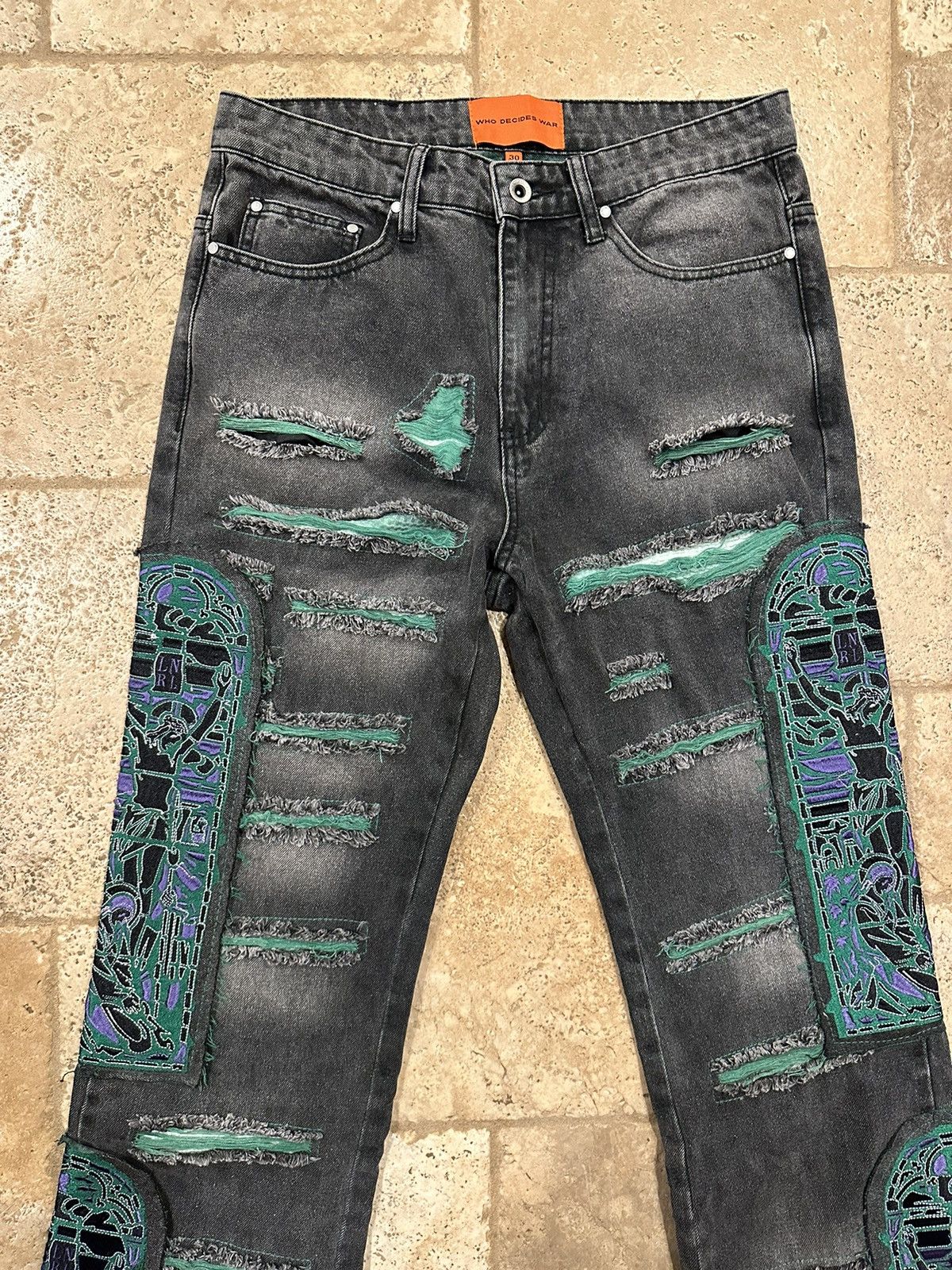 Who Decides War Who Decides War WDW Catherdral Patch Fusion Flare Denim Size US 30 / EU 46 - 5 Thumbnail