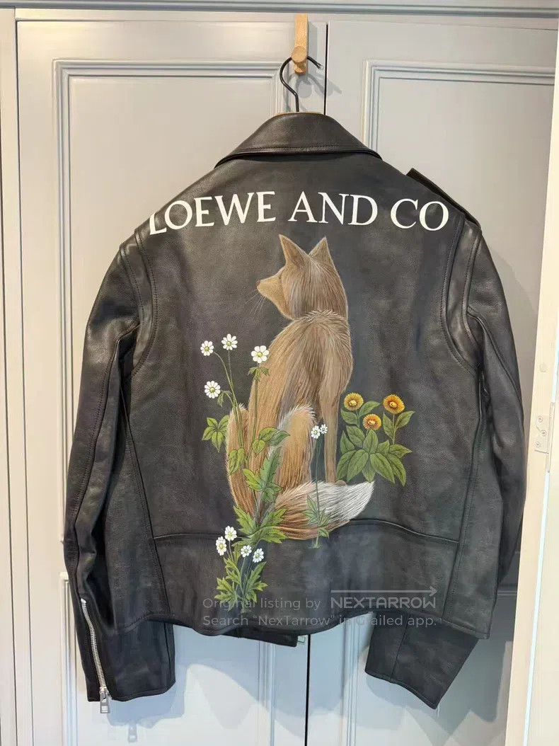 Loewe Loewe Vintage Distressed Leather Printed Leather Jacket Size US S / EU 44-46 / 1 - 2 Thumbnail
