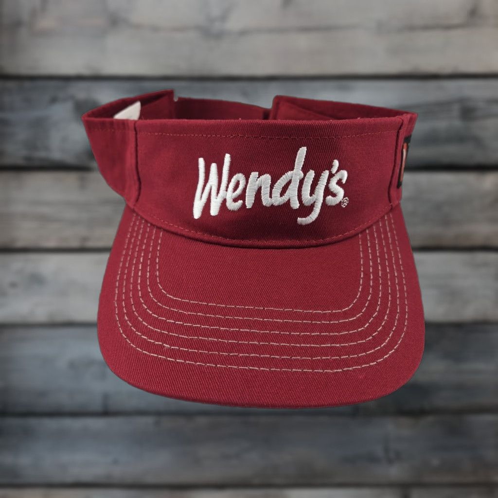 Vintage Wendy's Visor Cap Hat 100% Cotton Red Adjustable Unisex Adults Casual Size ONE SIZE - 1 Thumbnail