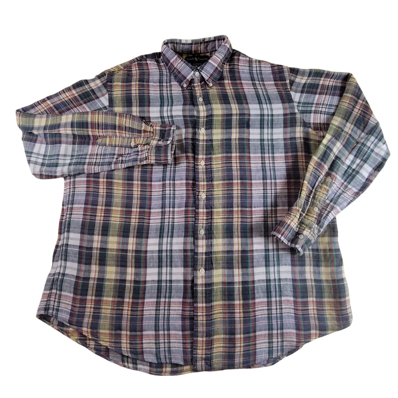 Ralph Lauren Ralph Lauren 100% Linen Shirt XXL Button Down Plaid Mens VTG Size US XXL / EU 58 / 5 - 2 Thumbnail