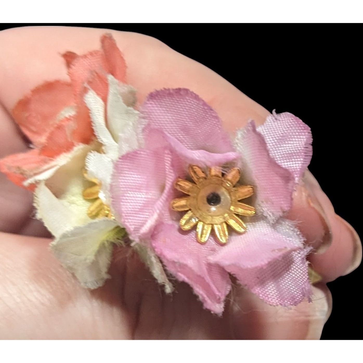 Other Vintage 50s Flower Pot Brooch With Silk Flowers And Faux Pea Size ONE SIZE - 4 Thumbnail