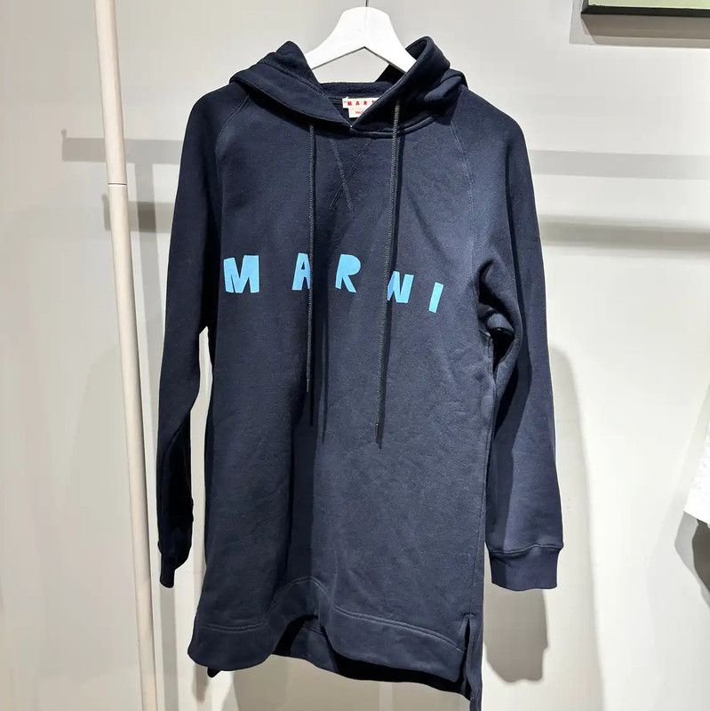 Marni Marni Blue Cotton Hoodie with Logo 0089 Size S / US 4 / IT 40 - 1 Thumbnail