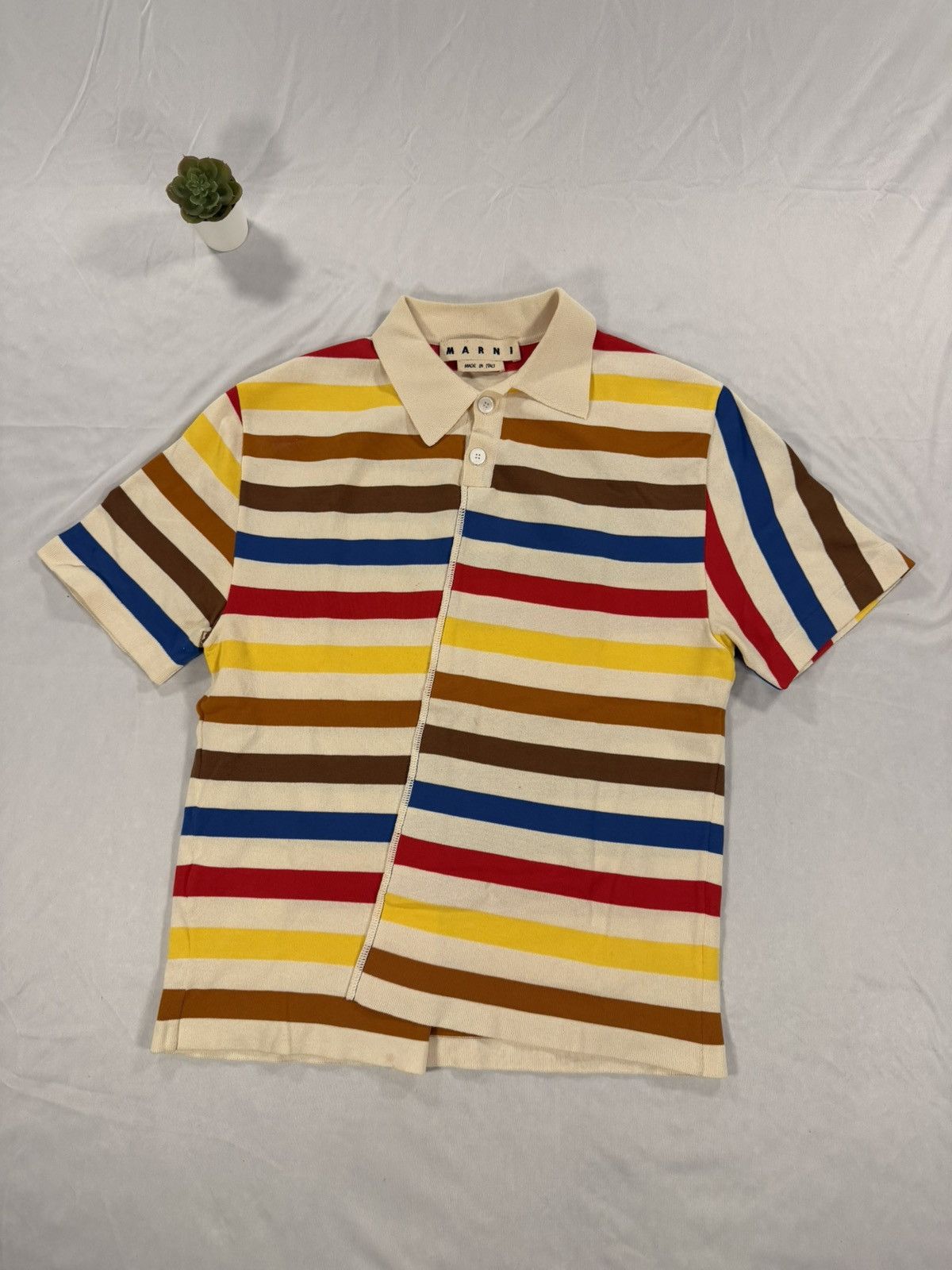 Marni Multicolor Striped Asymmetrical Polo Size 46 / S
