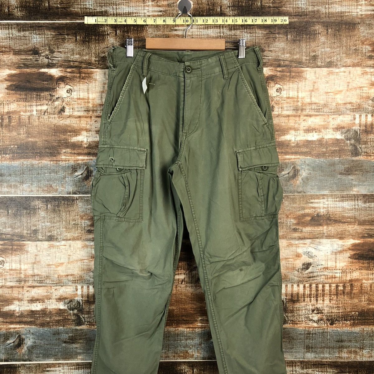 Japanese Brand DLL Uniqlo Green utility Cargo Multipocket Pants #C217 Size US 28 / EU 44 - 2 Thumbnail