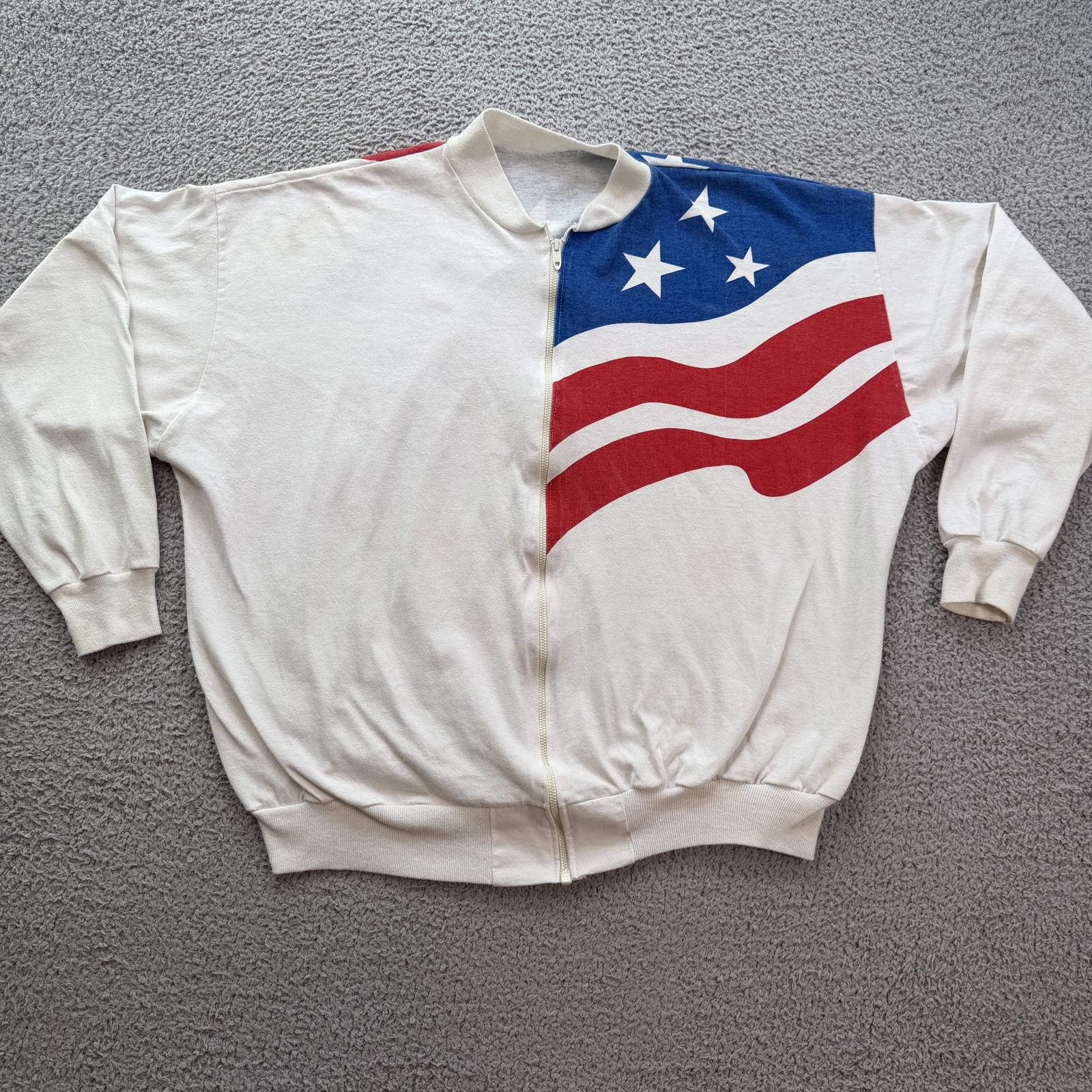 Other Vintage 90s USA Flag Full Zip Sweatshirt Patriotic American Size US XL / EU 56 / 4 - 1 Thumbnail