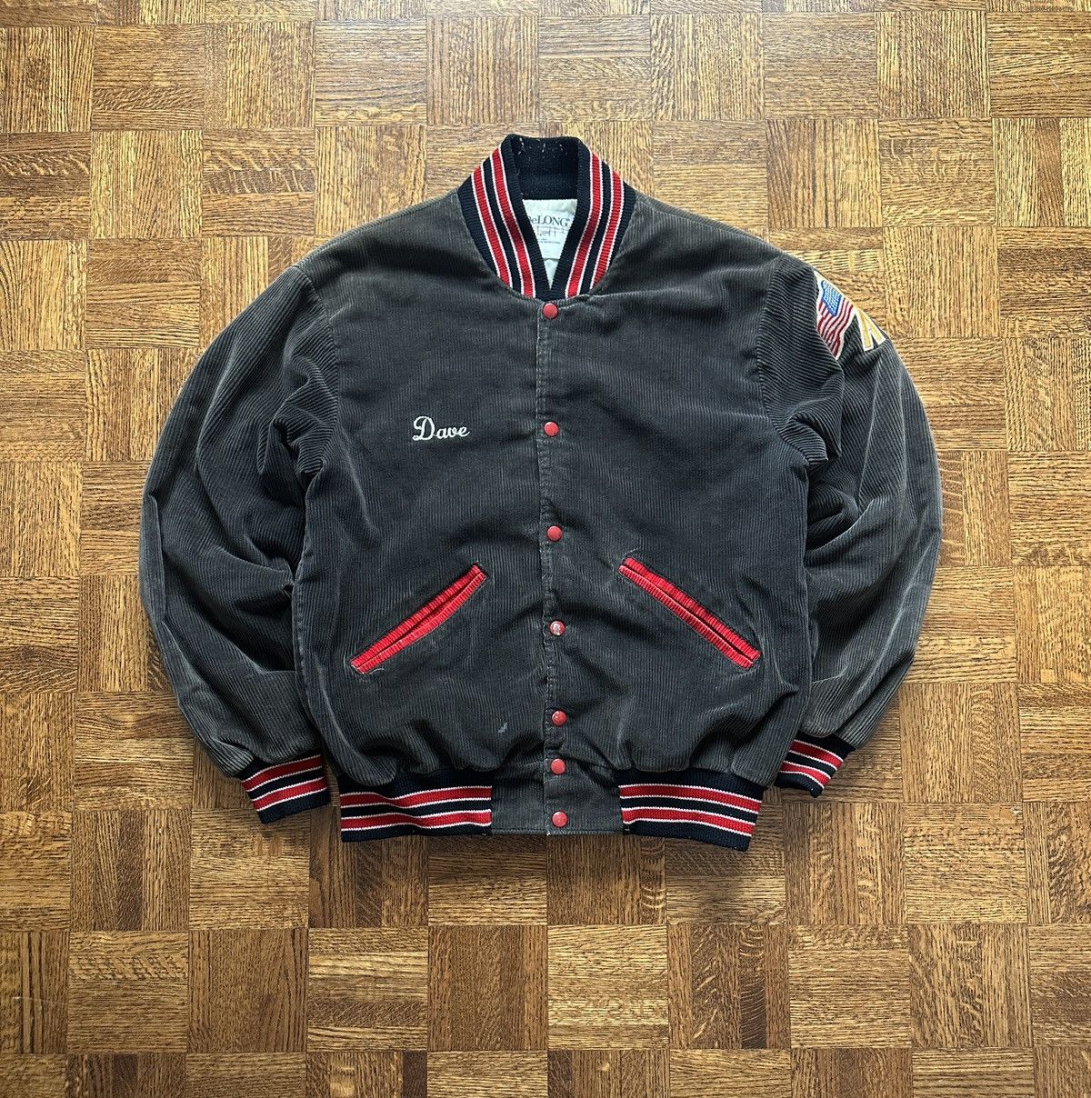 Vintage Vintage Delong Faded Corduroy Bomber Varsity Jacket Size US L / EU 52-54 / 3 - 1 Thumbnail