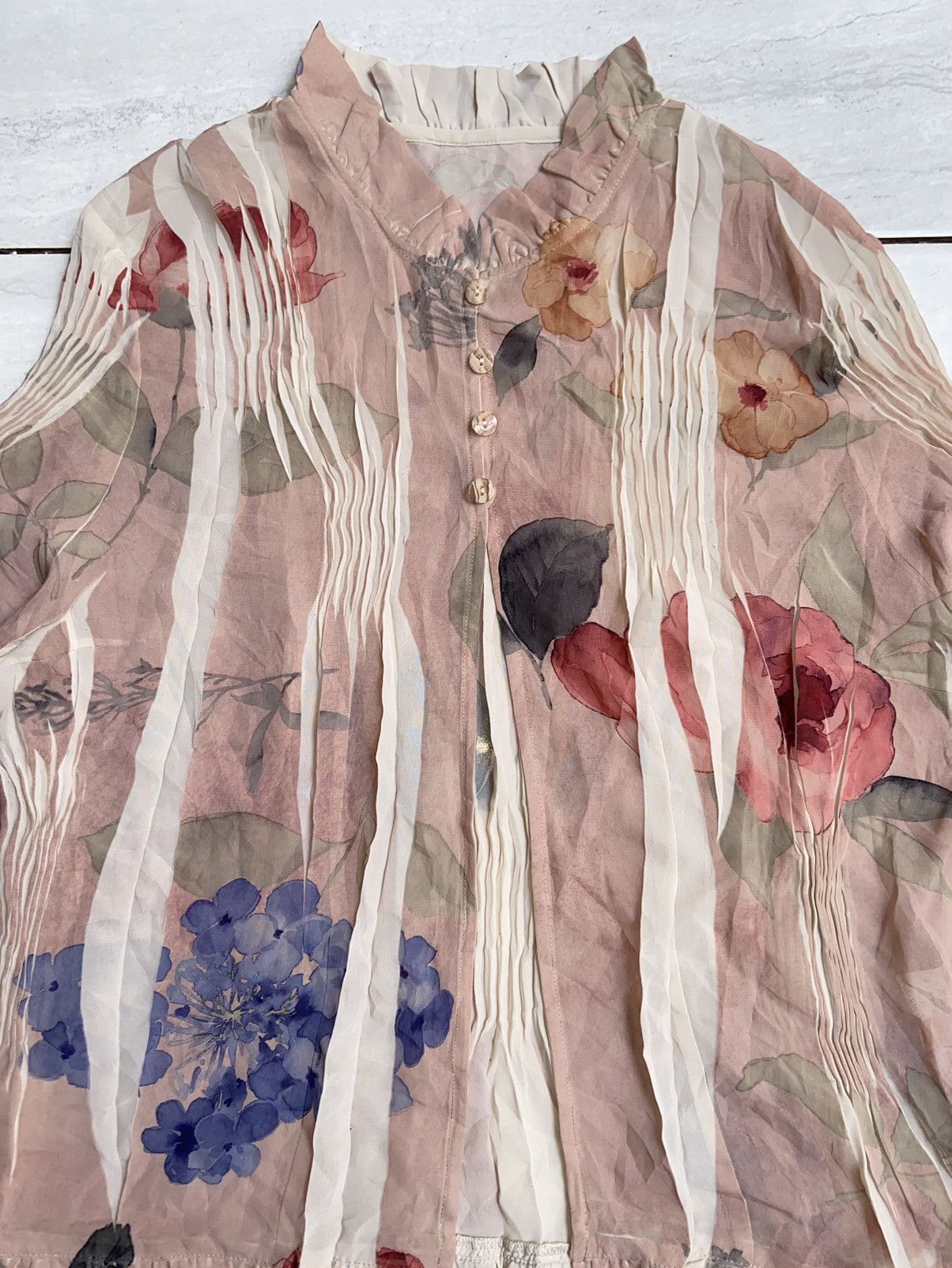 Other Issey Miyake Floral Patterned Blouse Size S / US 4 / IT 40 - 4 Thumbnail