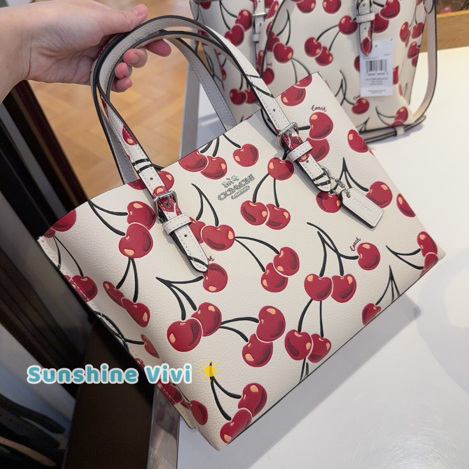 Coach NWT Coach Mollie Tote Bag 25 Crossbody Cherry Leather CY695 Size ONE SIZE - 2 Thumbnail