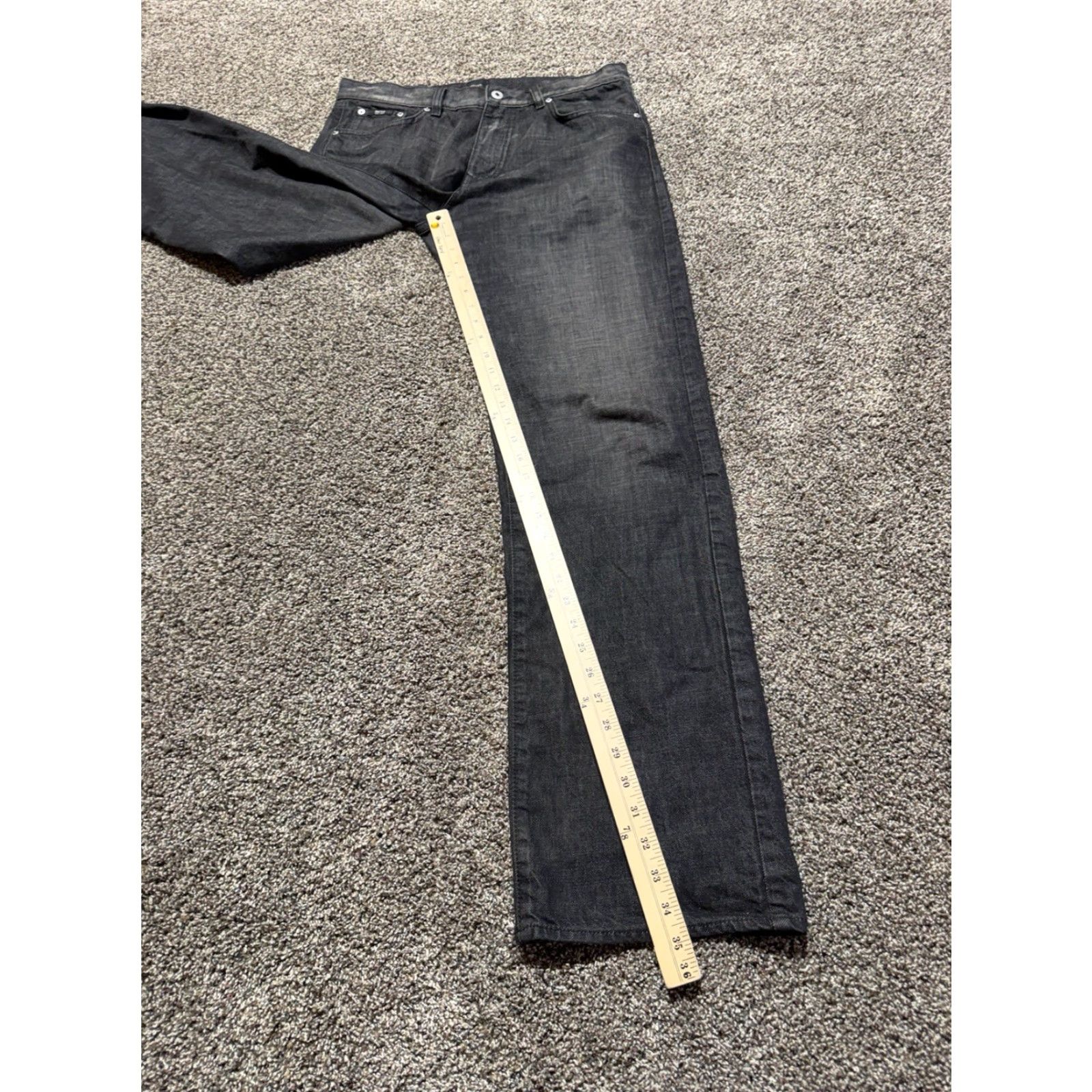 Hugo Boss HUGO BOSS Men Jeans 34 Black Denim 34X34 Straight Bootcut Denim Jeans Regular 5-Pocket Design Mens Black 34 Size US 34 / EU 50 - 7 Thumbnail