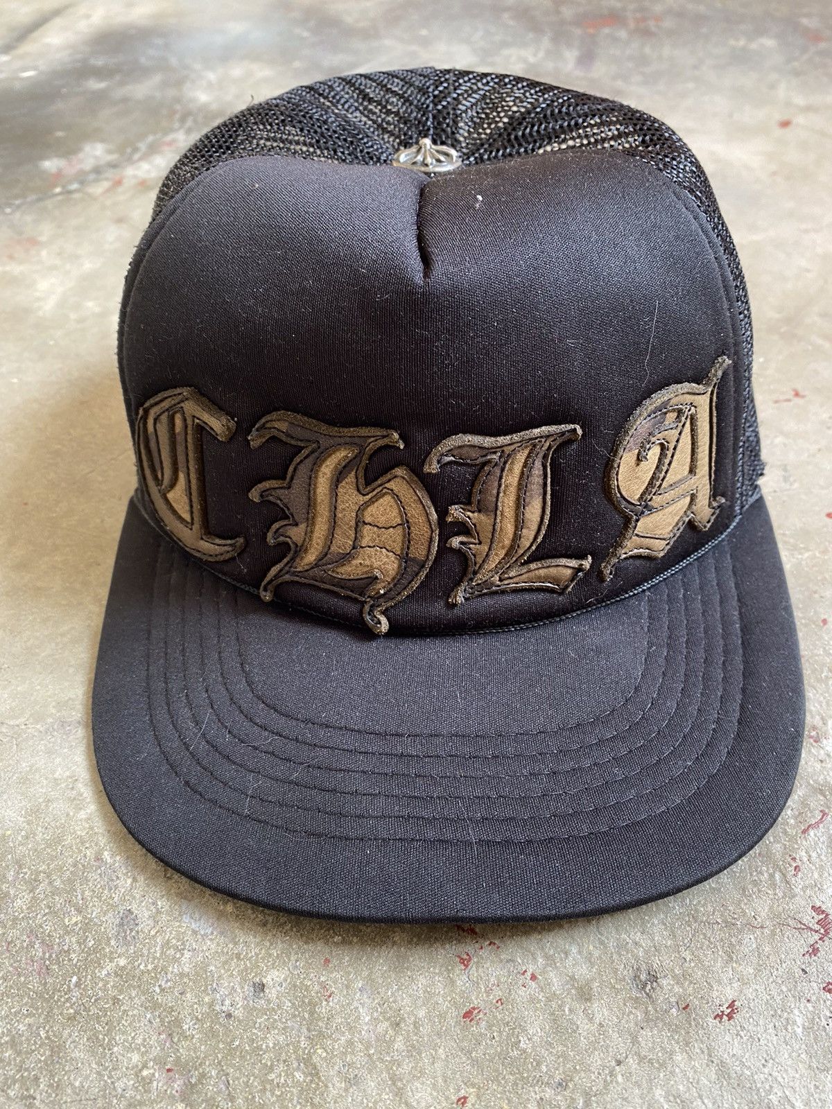image of Chrome Hearts Chla Camo Leather Black Trucker, Men's