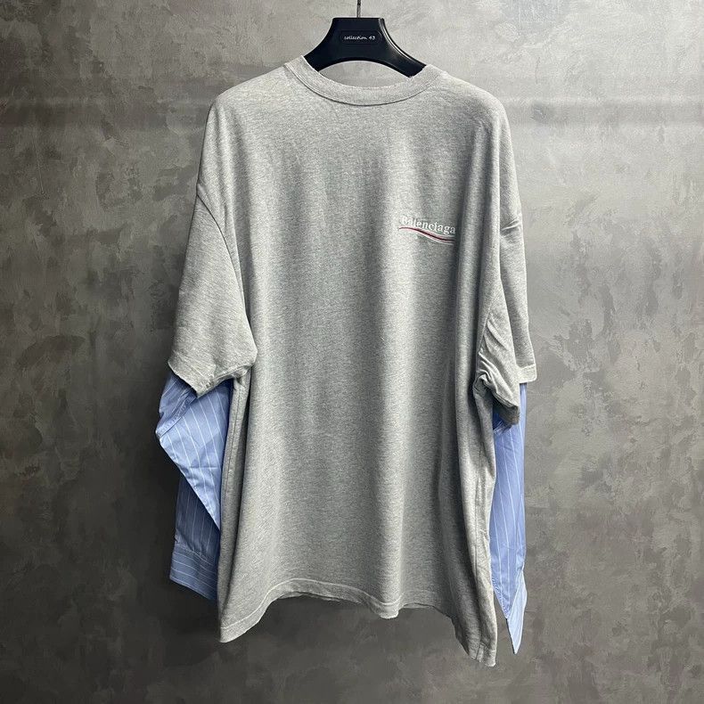 Balenciaga Balenciaga Gray Casual Layered Long Sleeve T-Shirt-2506 Size US M / EU 48-50 / 2 - 1 Thumbnail