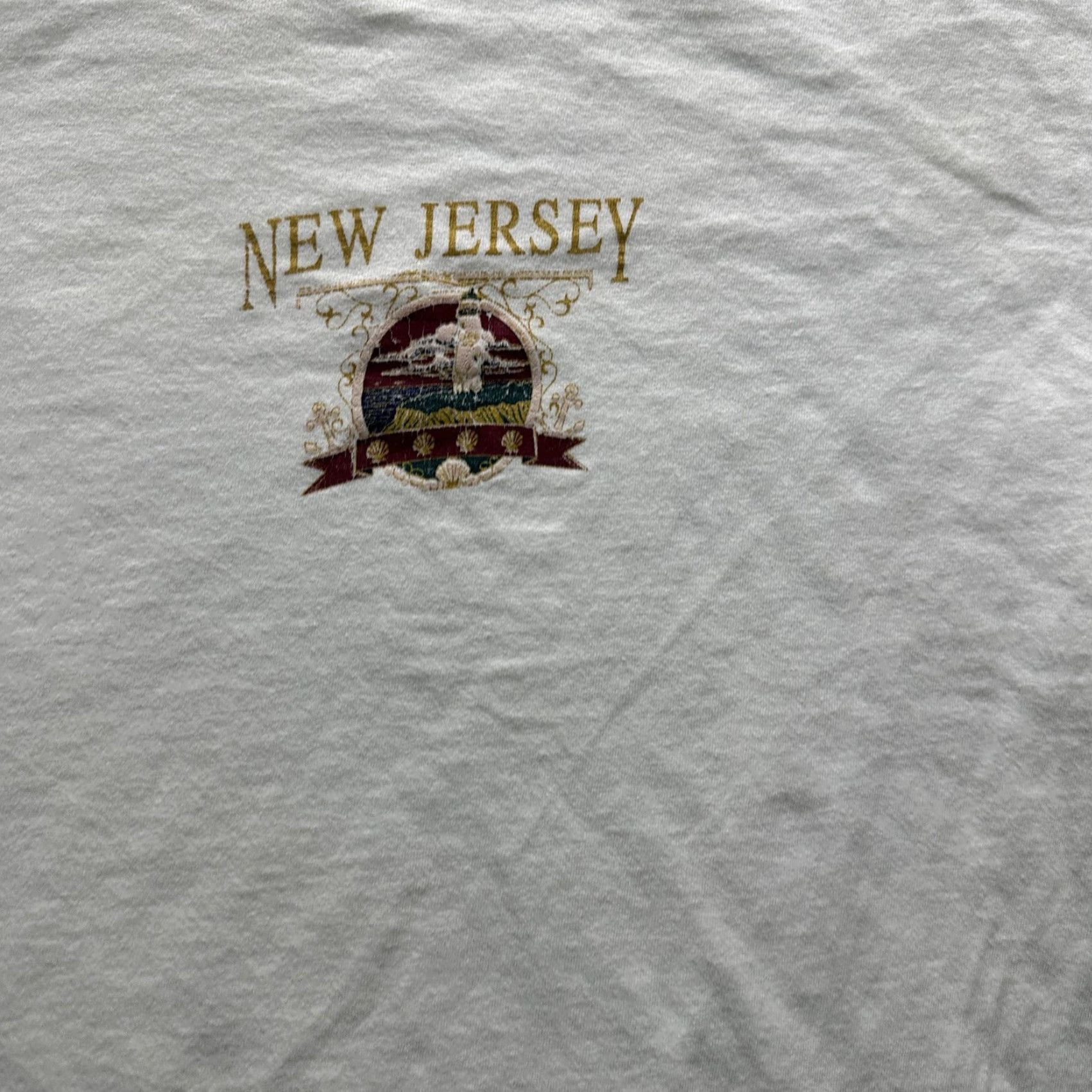 Vintage VINTAGE New Jersey Shirt Mens Large White Graphic Short Sleeve Crewneck Tee SS Size US L / EU 52-54 / 3 - 5 Thumbnail