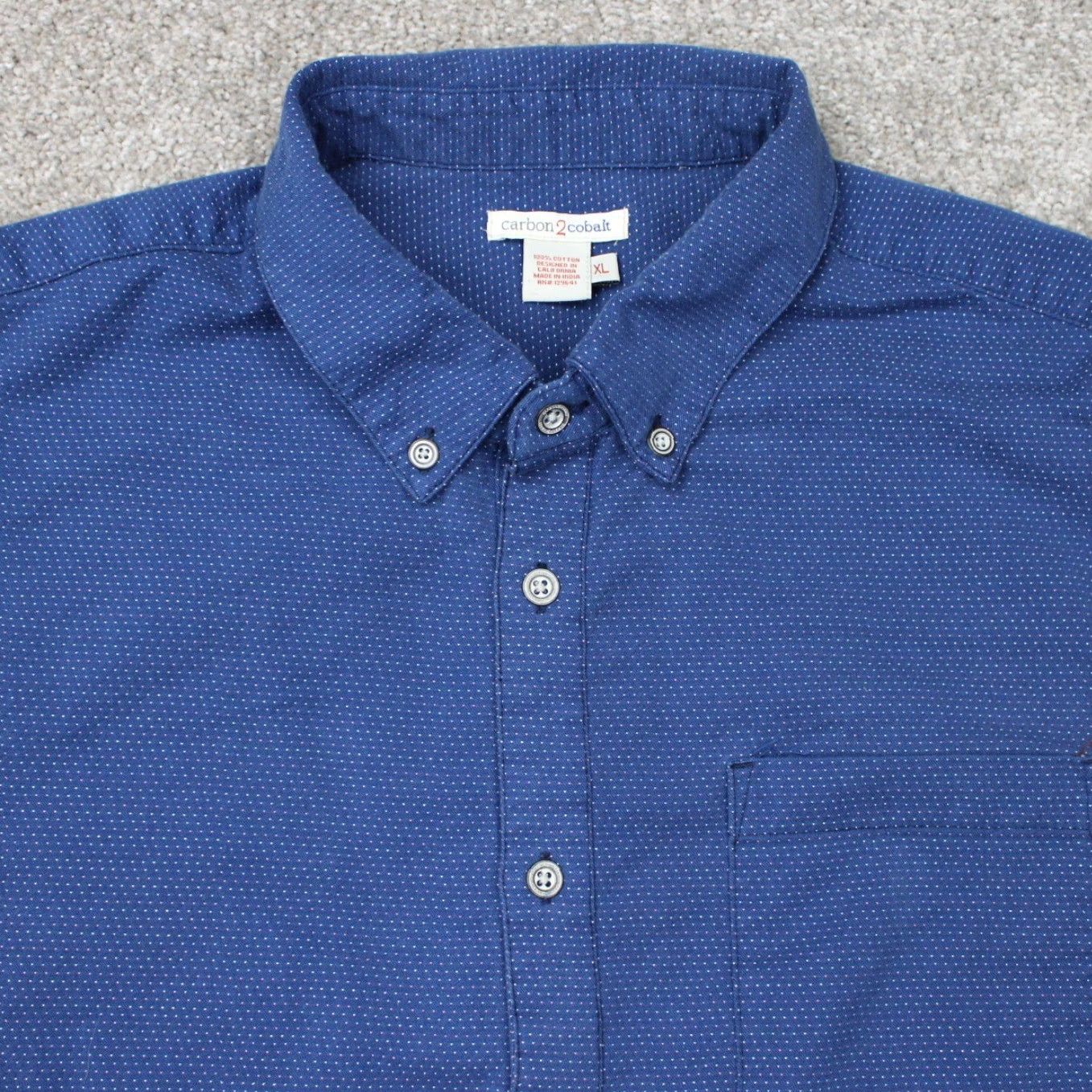 Carbon2Cobalt Carbon 2 Cobalt Shirt Men XL Blue Geometric 100% Cotton Button-Up Long Sleeve Size US XL / EU 56 / 4 - 6 Thumbnail