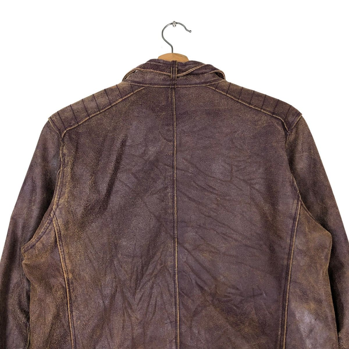 Japanese Brand 🔥VINTAGE SOFT LEATHER BIKER JACKET SANKO ISSEY MIYAKE Size US M / EU 48-50 / 2 - 9 Thumbnail