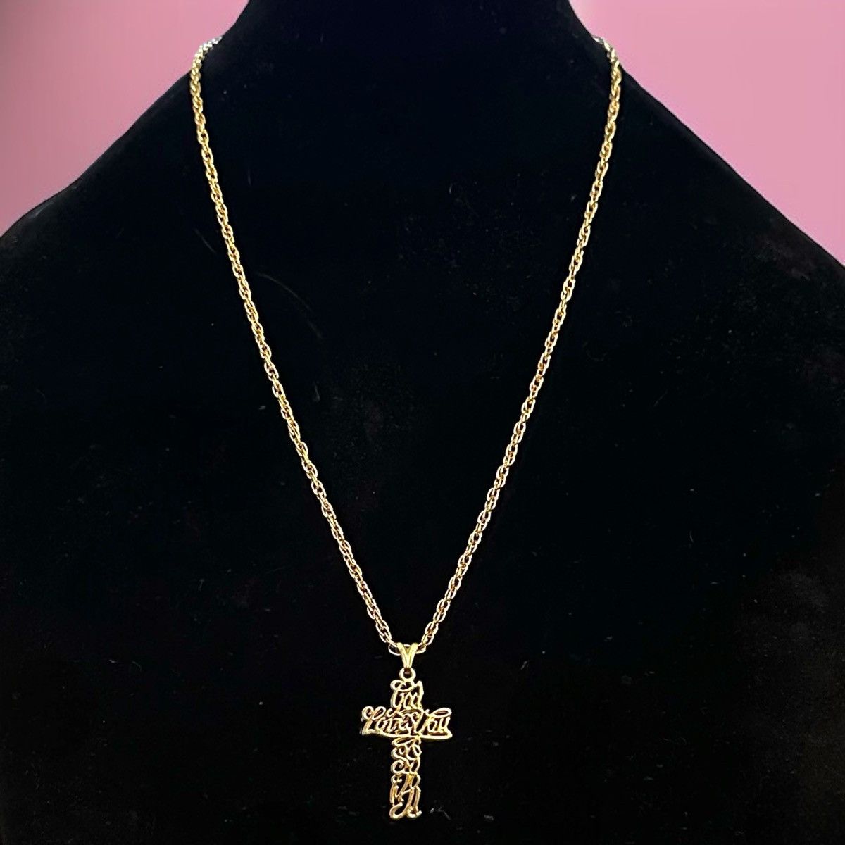 Vintage Vintage God Loves You So Do I cross pendant necklace Size ONE SIZE - 1 Thumbnail
