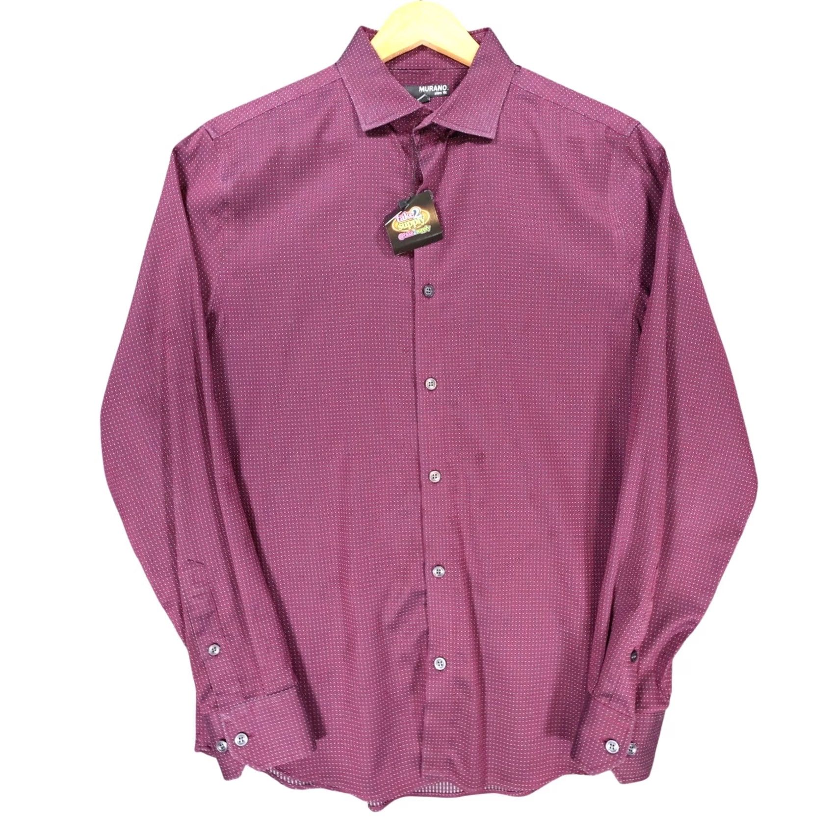 Murano Murano Button Down Shirt Mens Medium Burgundy Slim Fit Geometric 100% Cotton Size US M / EU 48-50 / 2 - 2 Thumbnail