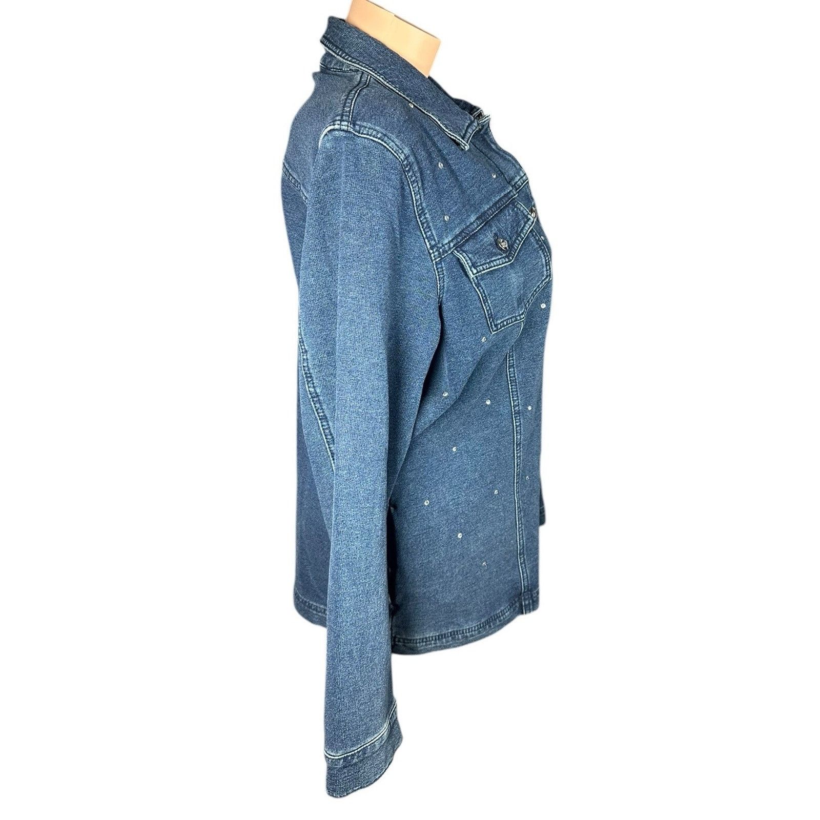 Other Quacker Factory Dream Jeannes Rhinestone Denim Jean Jacket M Size M / US 6-8 / IT 42-44 - 8 Thumbnail