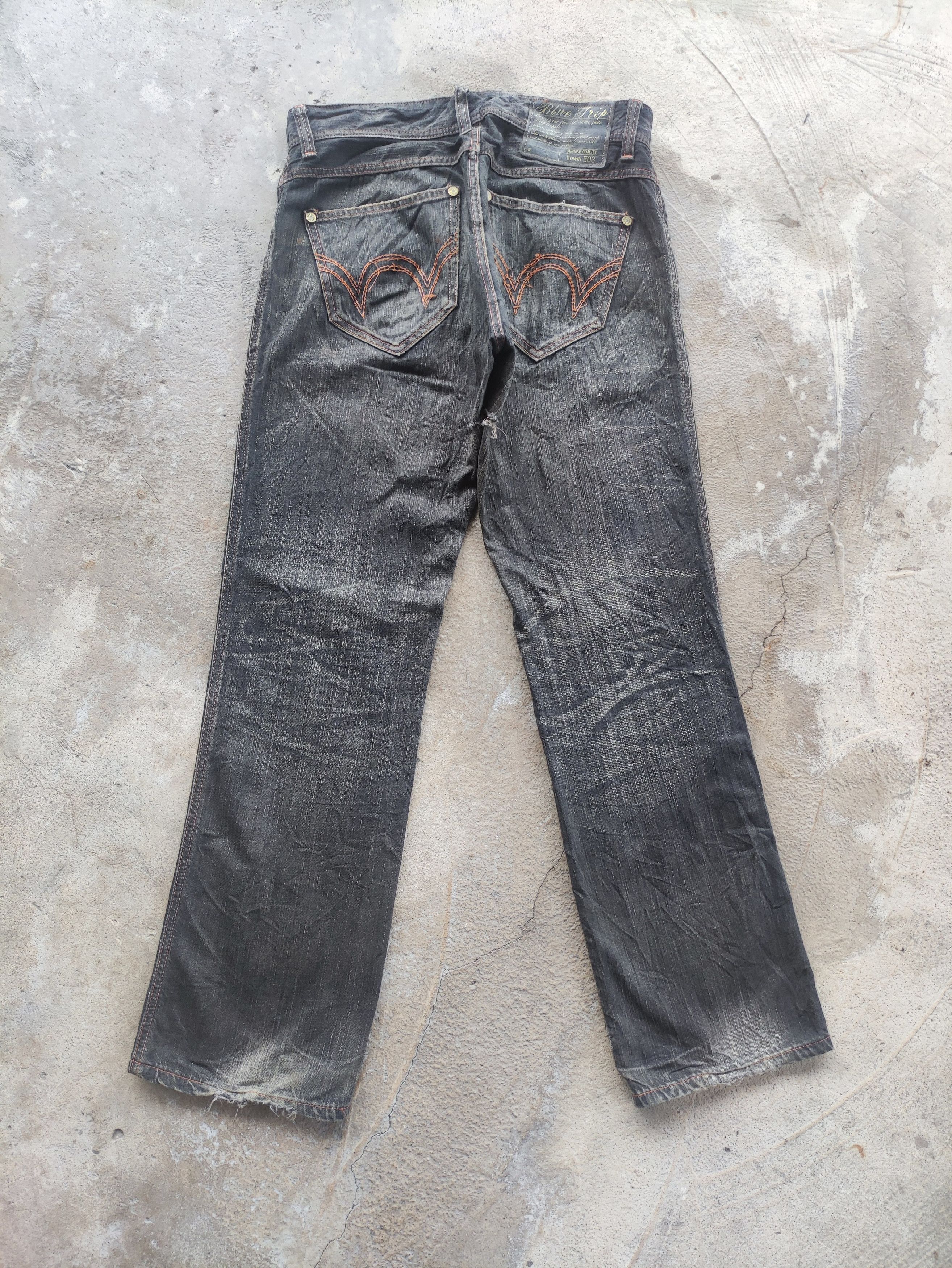 Edwin Vintage Edwin 503 Distress Faded Denim Pants Size US 33 - 10 Thumbnail