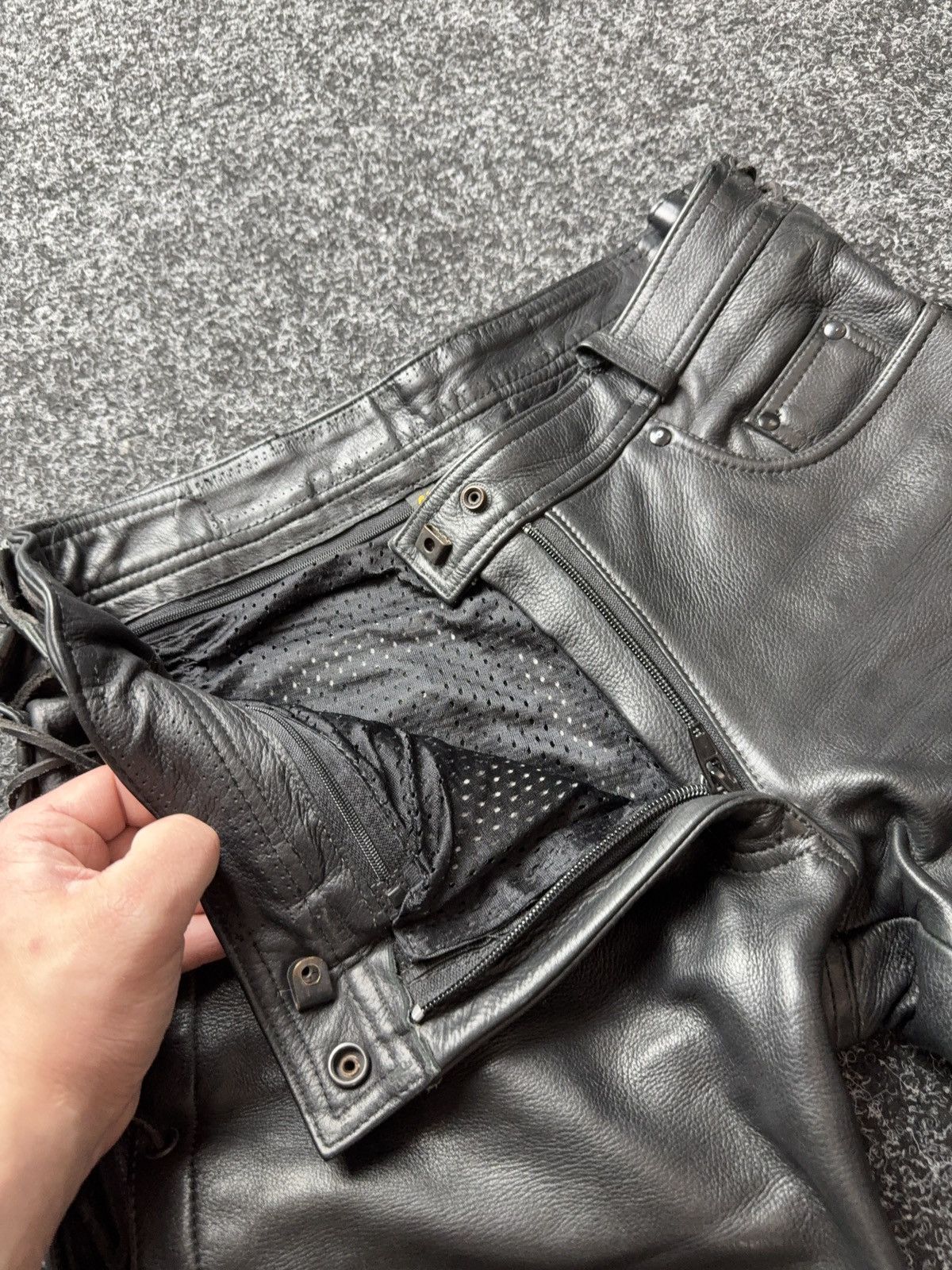 Genuine Leather Leather Rock Punk Biker MOTO Pants Lace Up Goth Moto Black Size US 32 / EU 48 - 11 Thumbnail