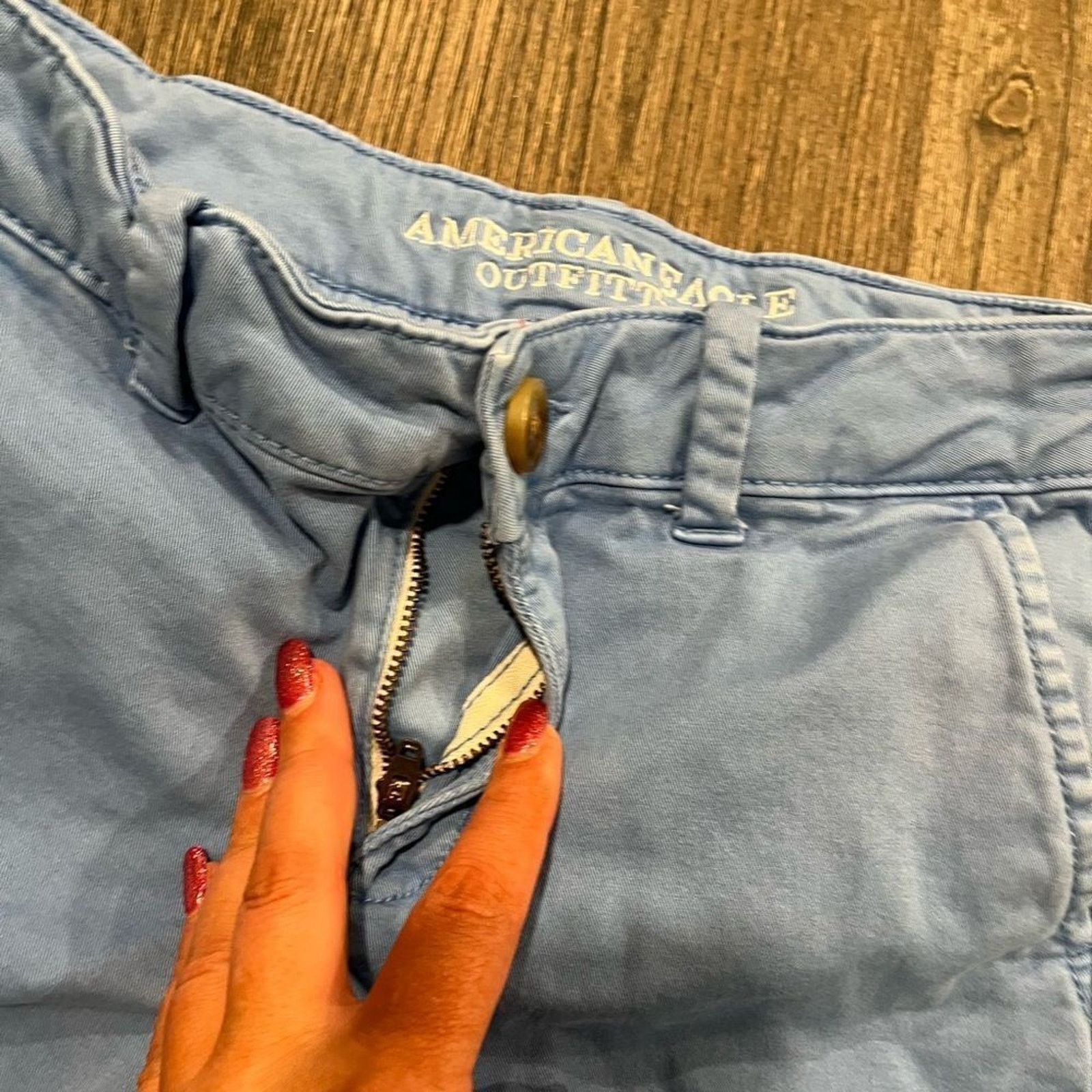 American Eagle Outfitters American Eagle Super Stretch Bright Blue Shorts Size 4 Size 27" / US 4 / IT 40 - 4 Thumbnail