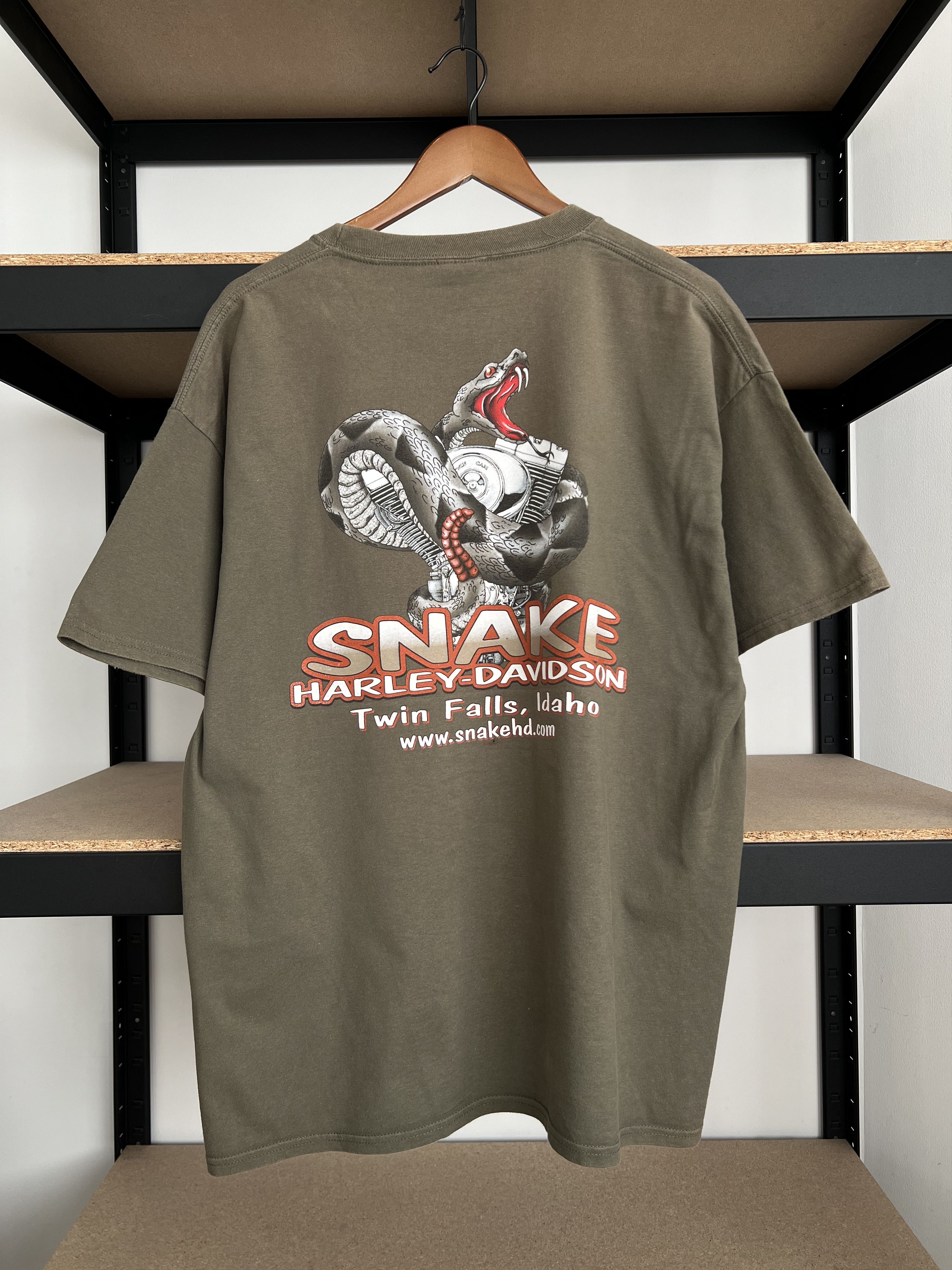 Harley Davidson Vintage 2014 Harley Davidson Motorcycle Snake T-shirt Size US XL / EU 56 / 4 - 4 Thumbnail